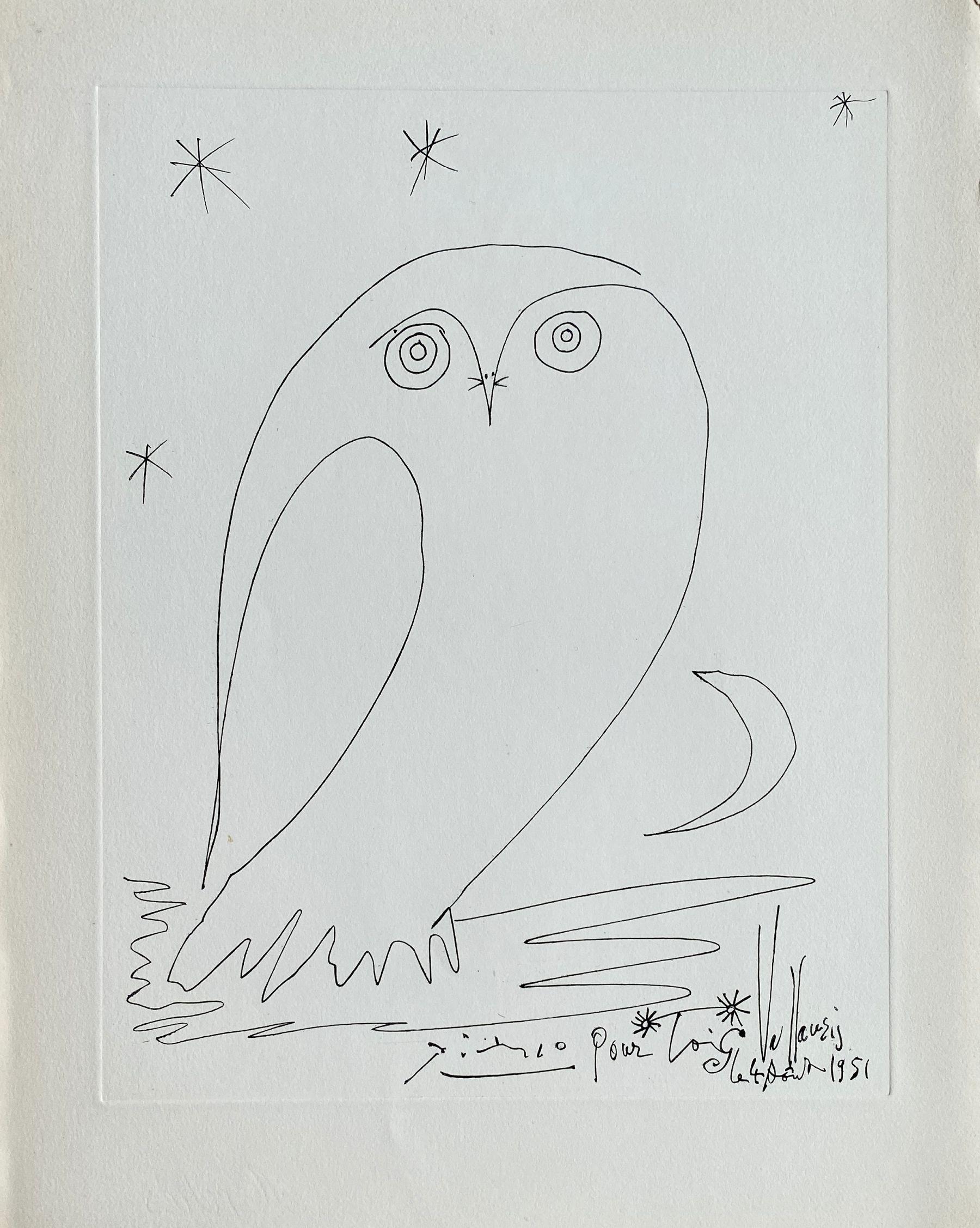 Pablo Picasso Figurative Print - Owl Under the Stars - Etching Signed in the Plate