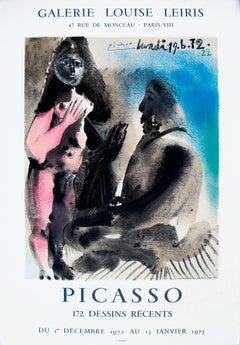 Pablo Picasso-172 Dessins Recents-28.25" x 19"-Lithograph-1972-Cubism-Pink, Blue
