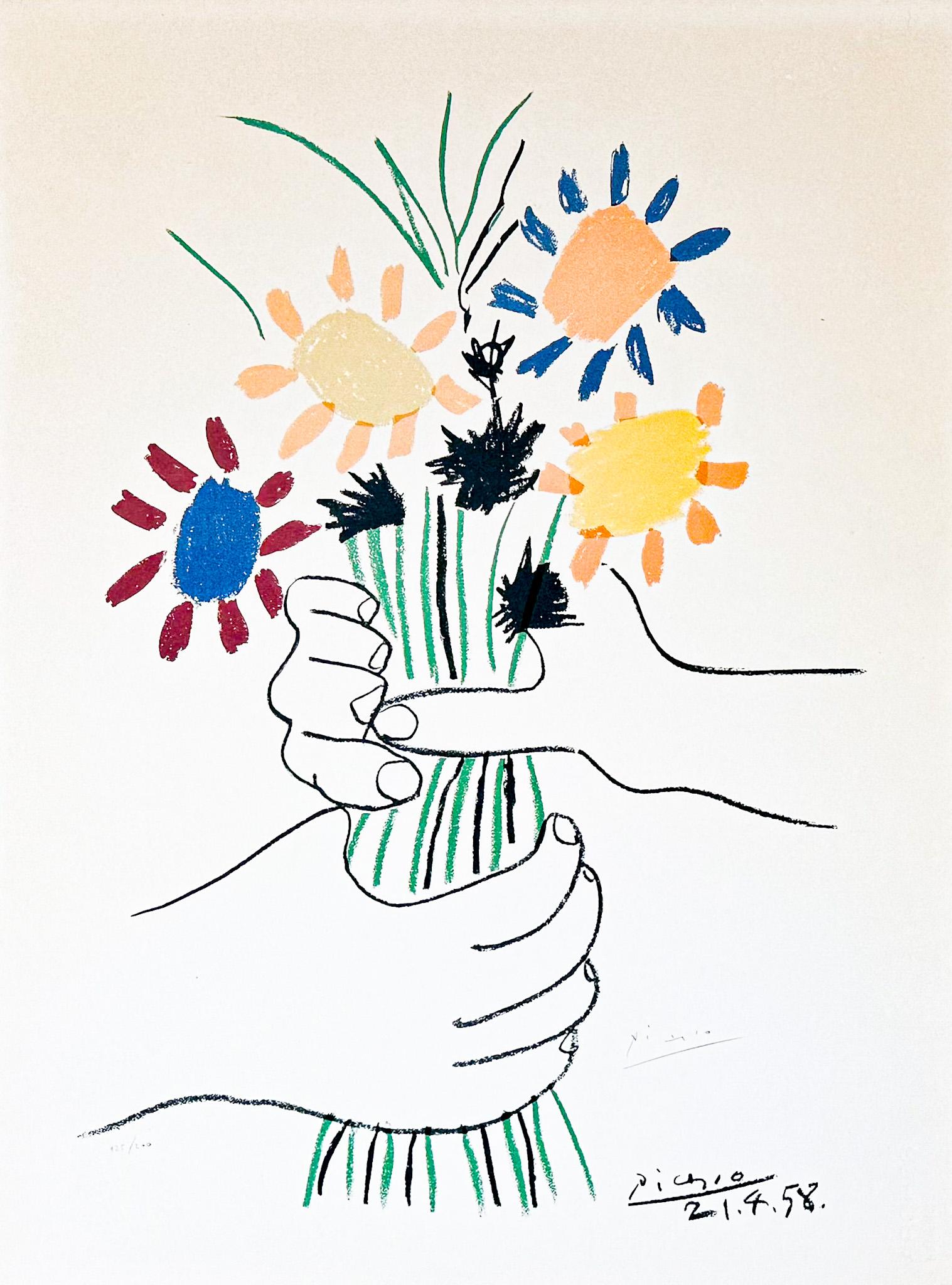 Pablo Picasso (1881 - 1973) - Bouquet de Fleurs-Color lithograph on Arches paper im Angebot 1
