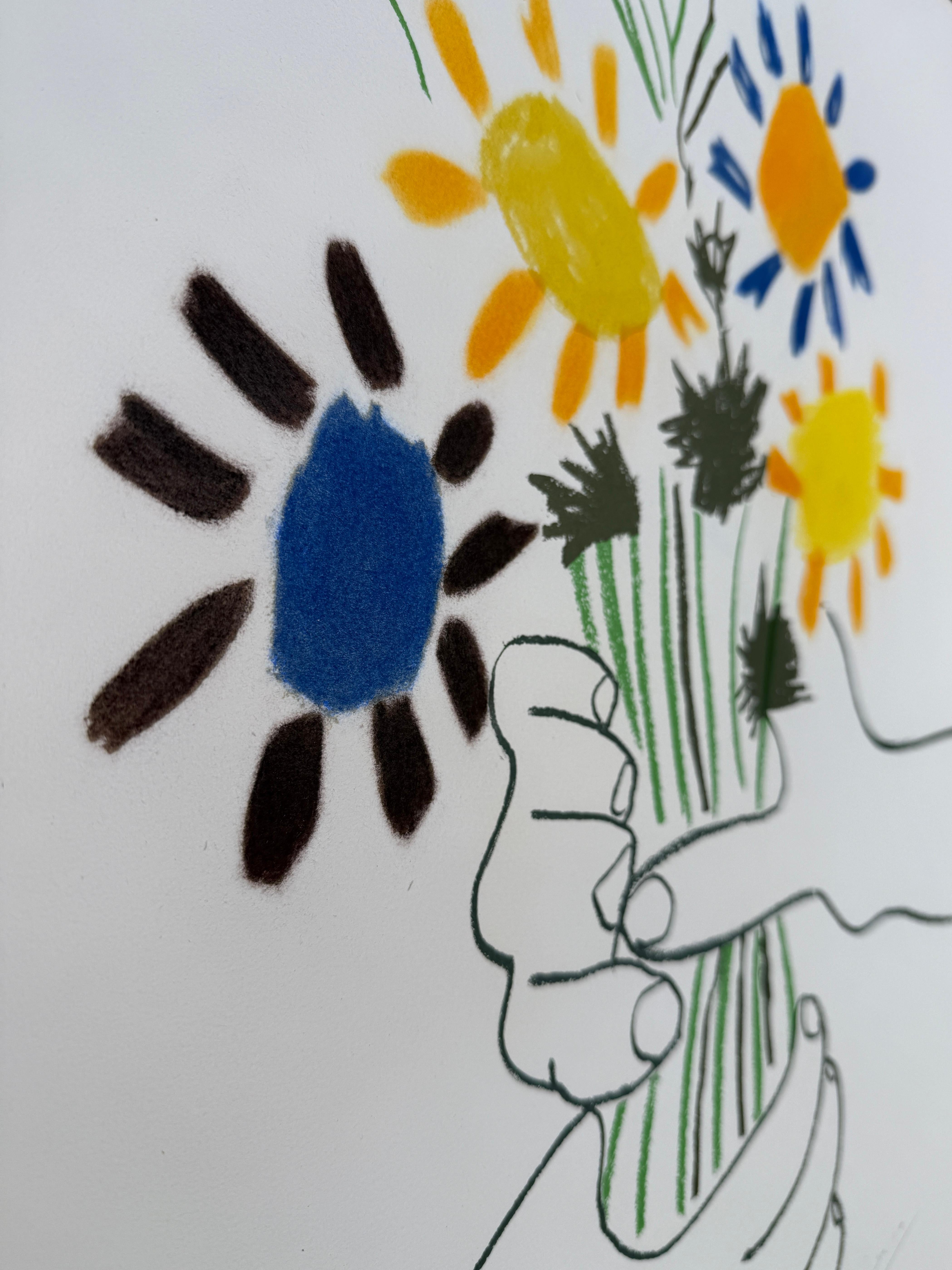 Pablo Picasso (1881 - 1973) - Bouquet de Fleurs-Color lithograph on Arches paper For Sale 2
