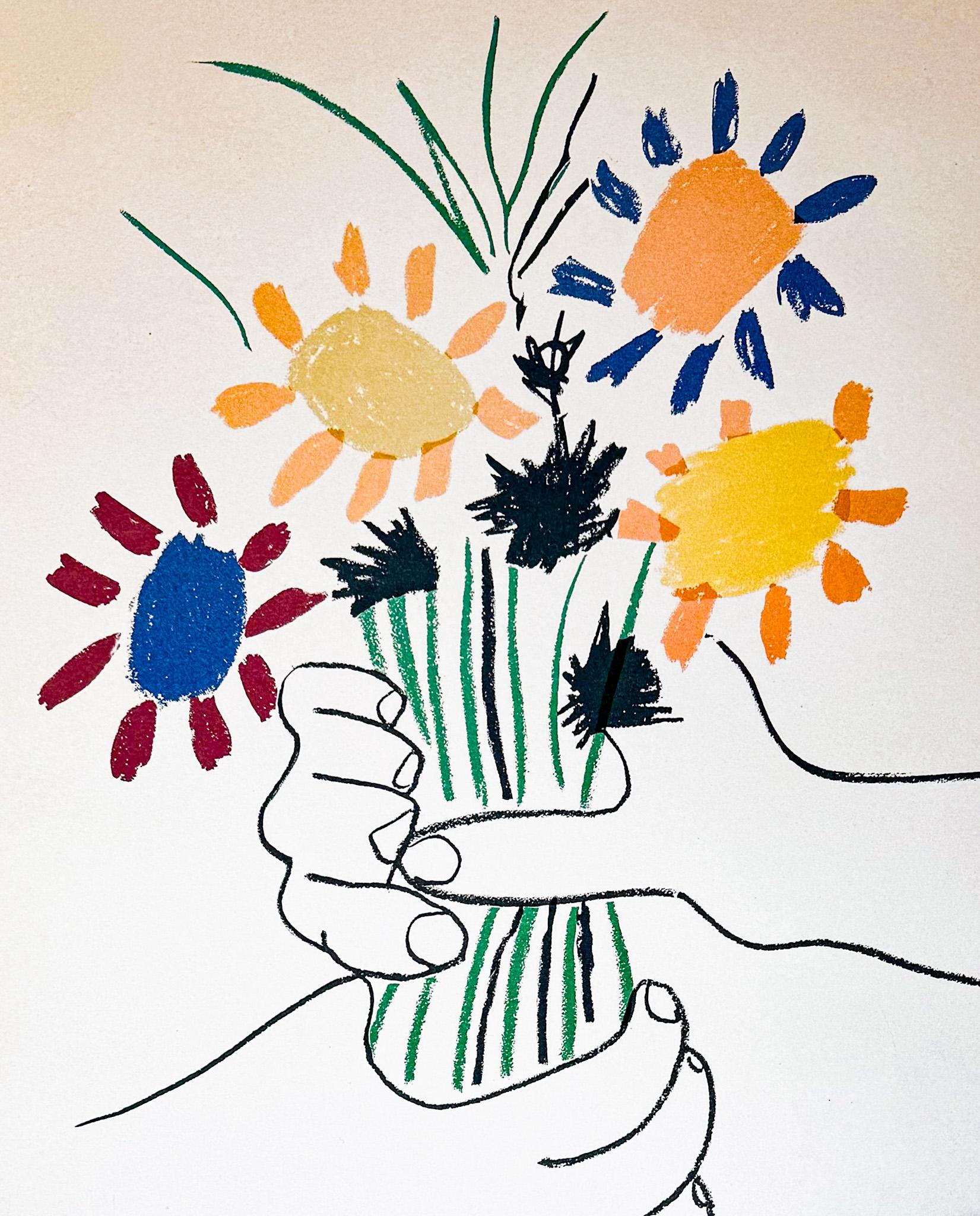 Pablo Picasso (1881 - 1973) - Bouquet de Fleurs-Color lithograph on Arches paper en vente 2