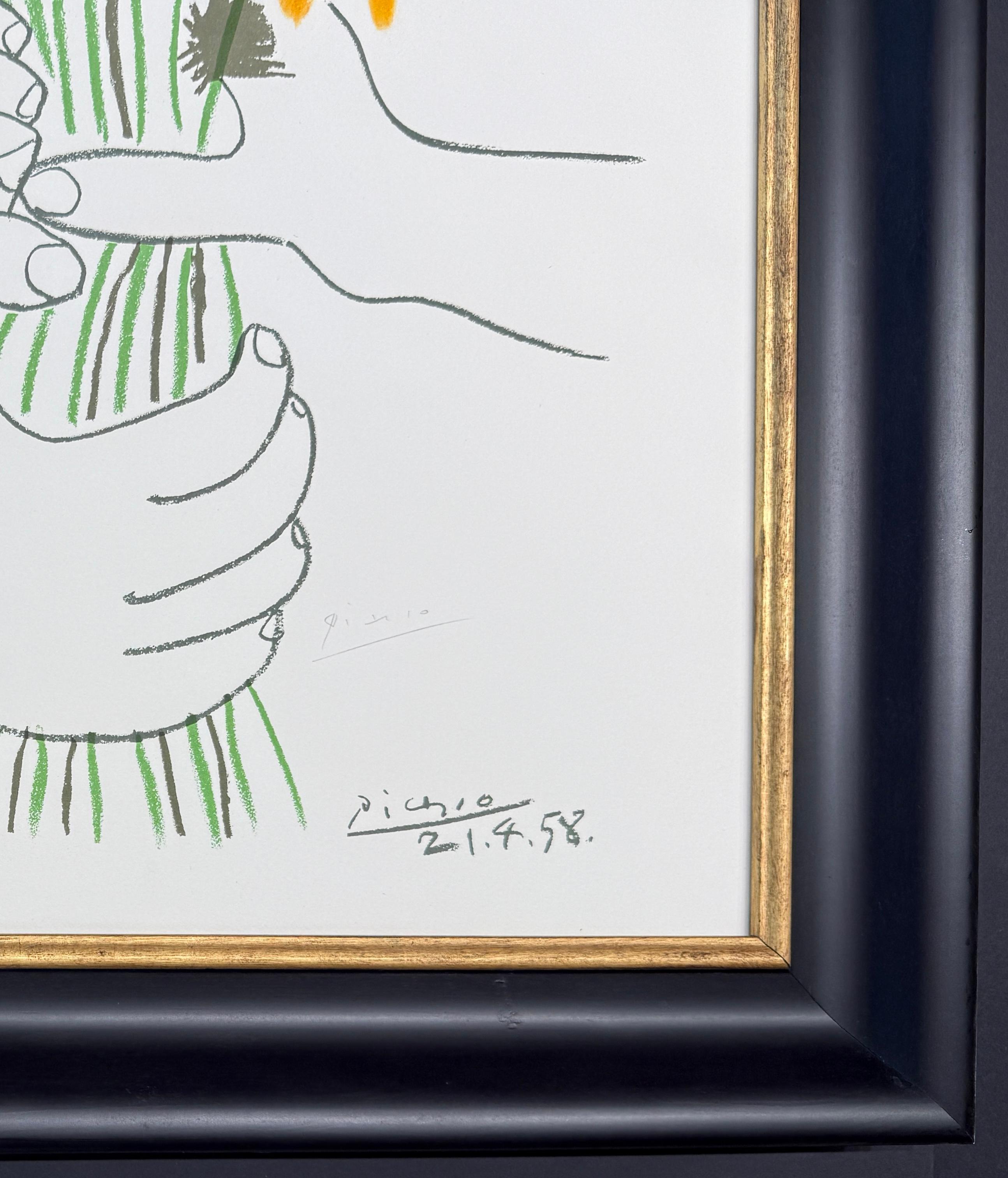 Pablo Picasso (1881 - 1973) - Bouquet de Fleurs-Color lithograph on Arches paper For Sale 3