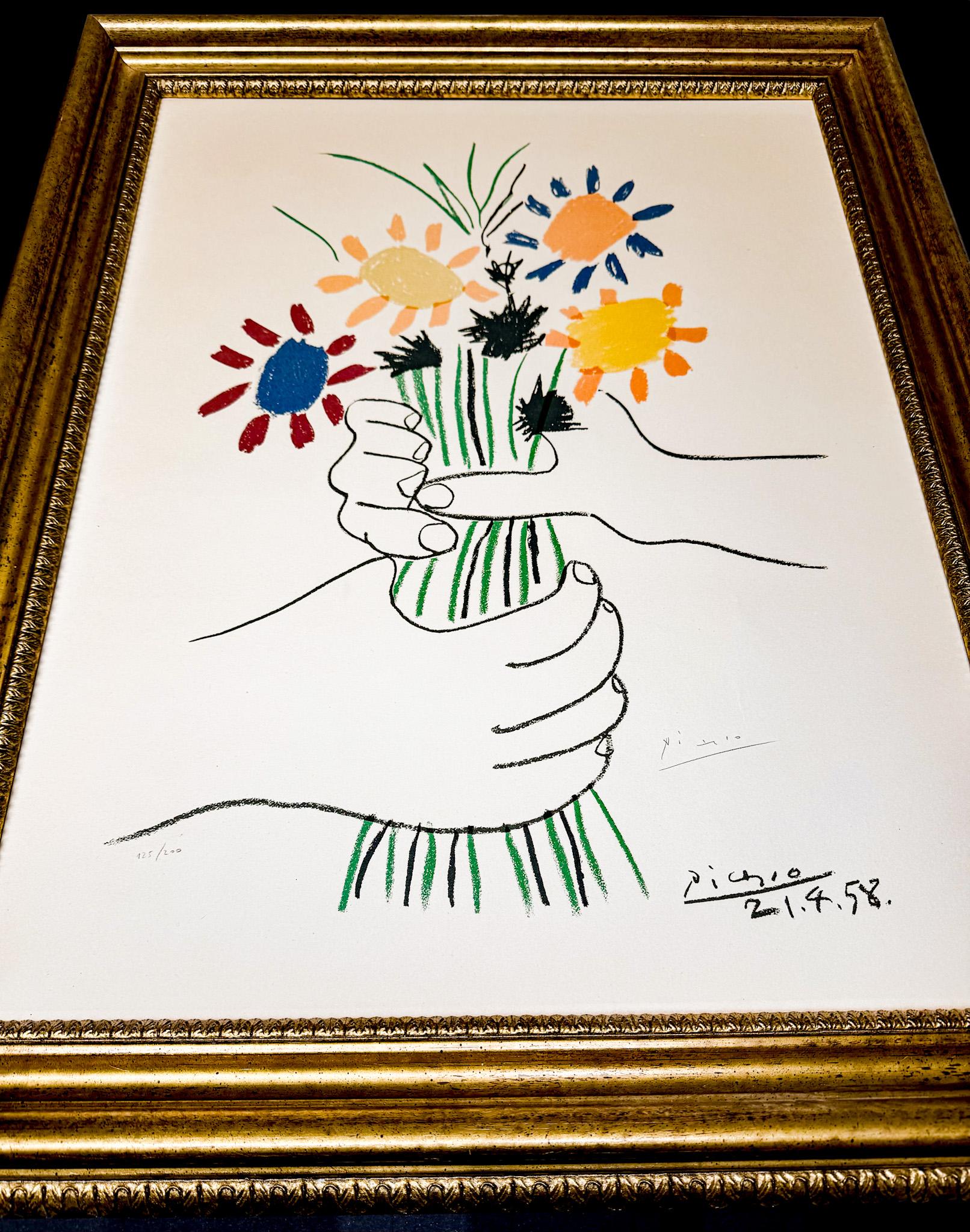 Pablo Picasso (1881 - 1973) - Bouquet de Fleurs-Color lithograph on Arches paper en vente 3