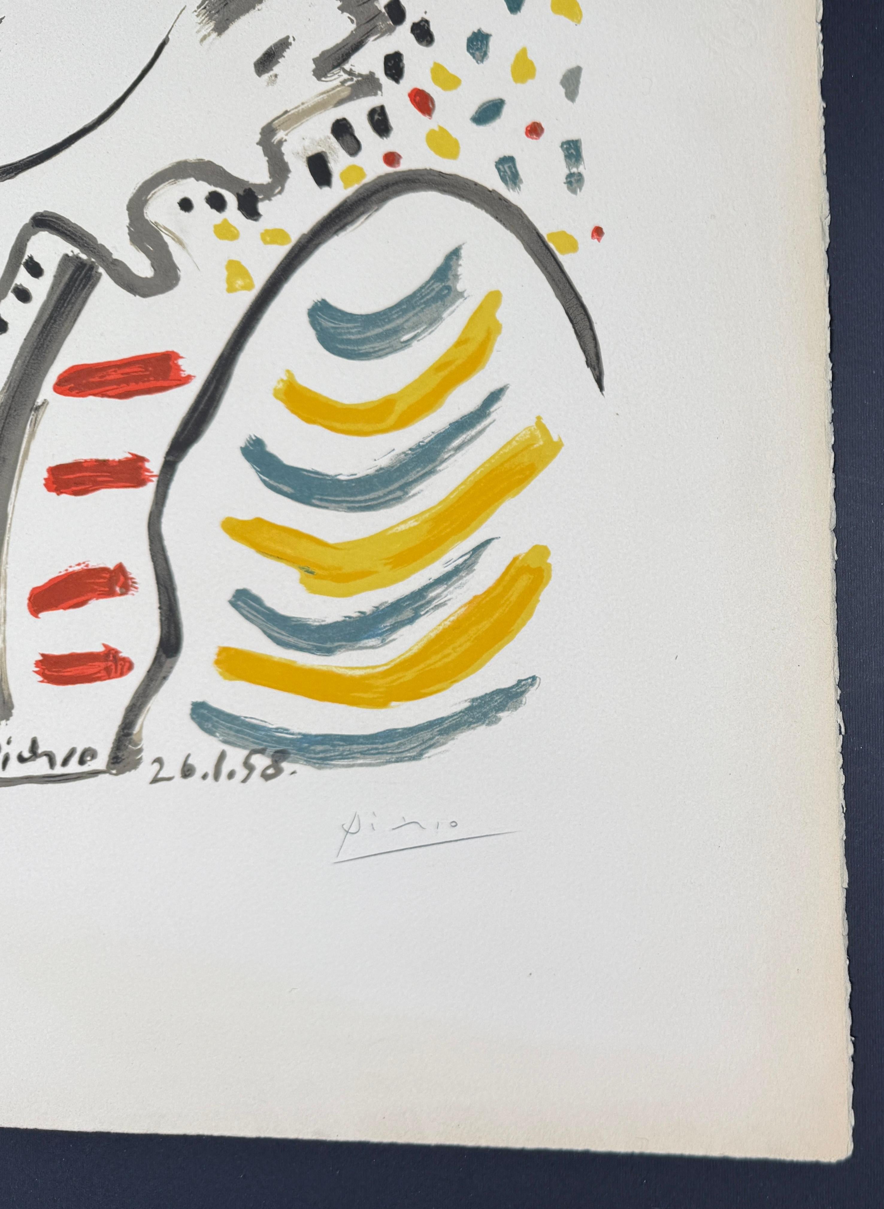 Pablo Picasso (1881-1973) - Colour lithograph on Arches paper - 1958 For Sale 3