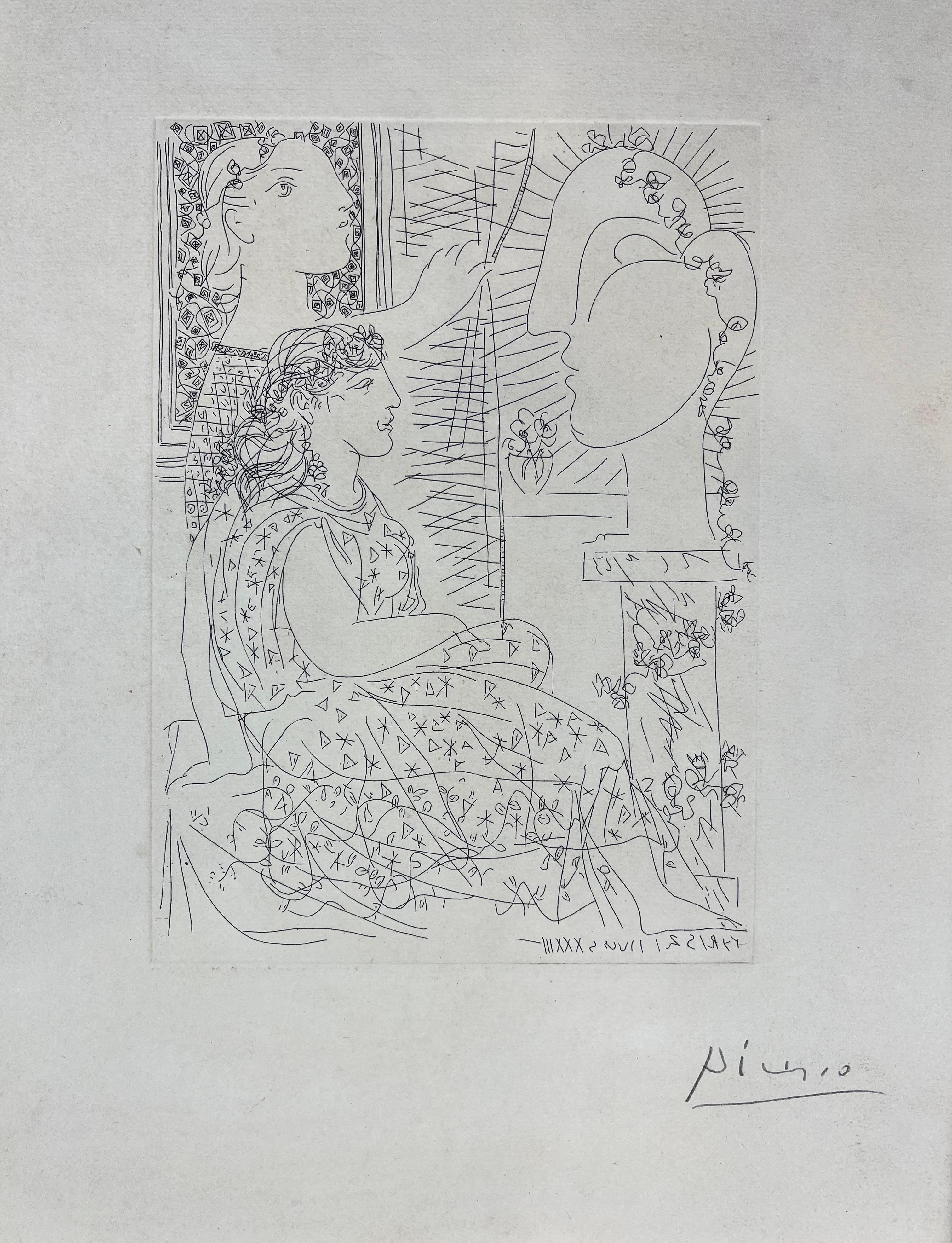 Pablo Picasso ( 1881 – 1973 ) – Deux modèles vêtus – hand-signed etching – 1933 3