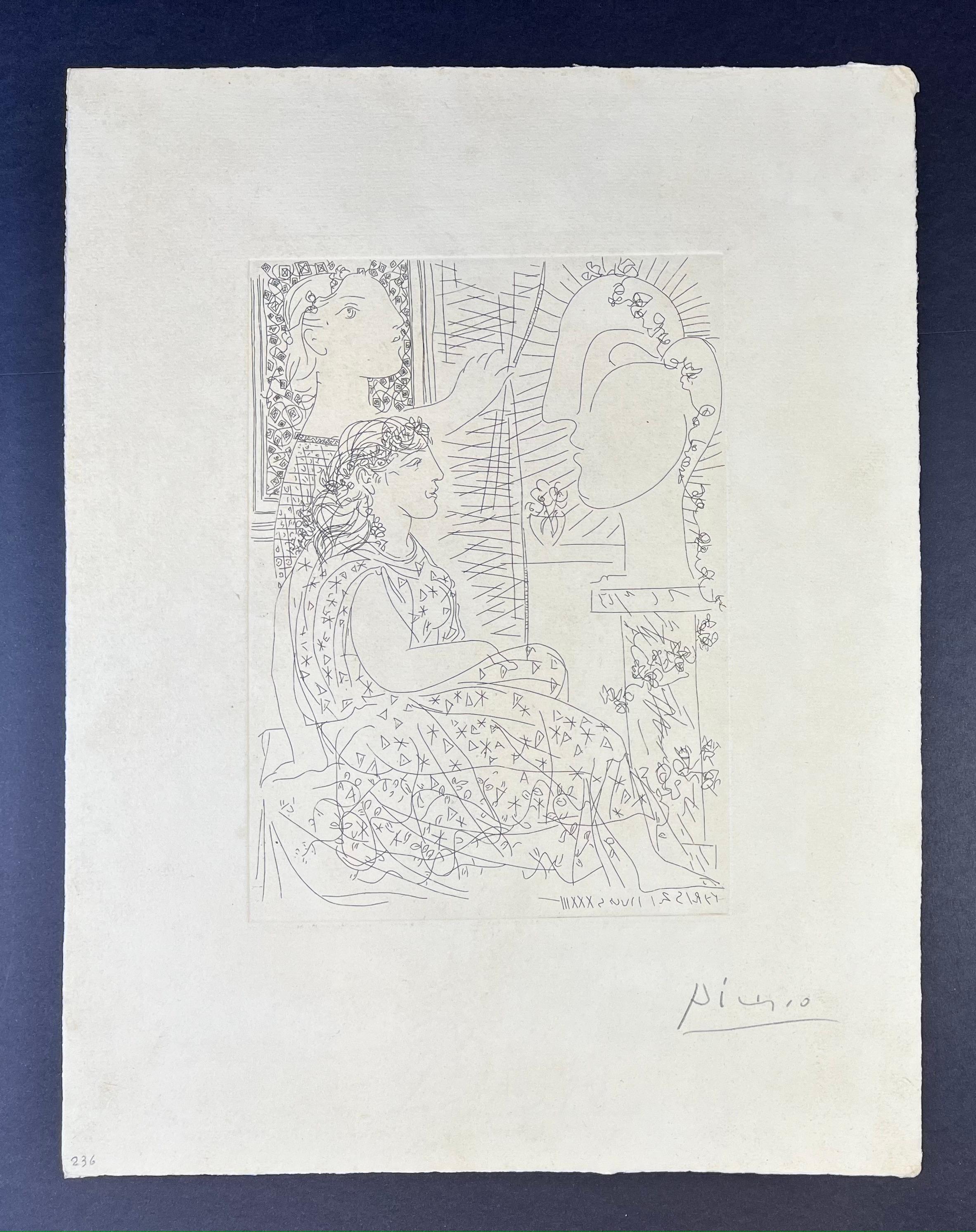 Pablo Picasso ( 1881 – 1973 ) – Deux modèles vêtus – hand-signed etching – 1933 4