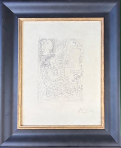 Pablo Picasso ( 1881 – 1973 ) – Deux modèles vêtus – hand-signed etching – 1933