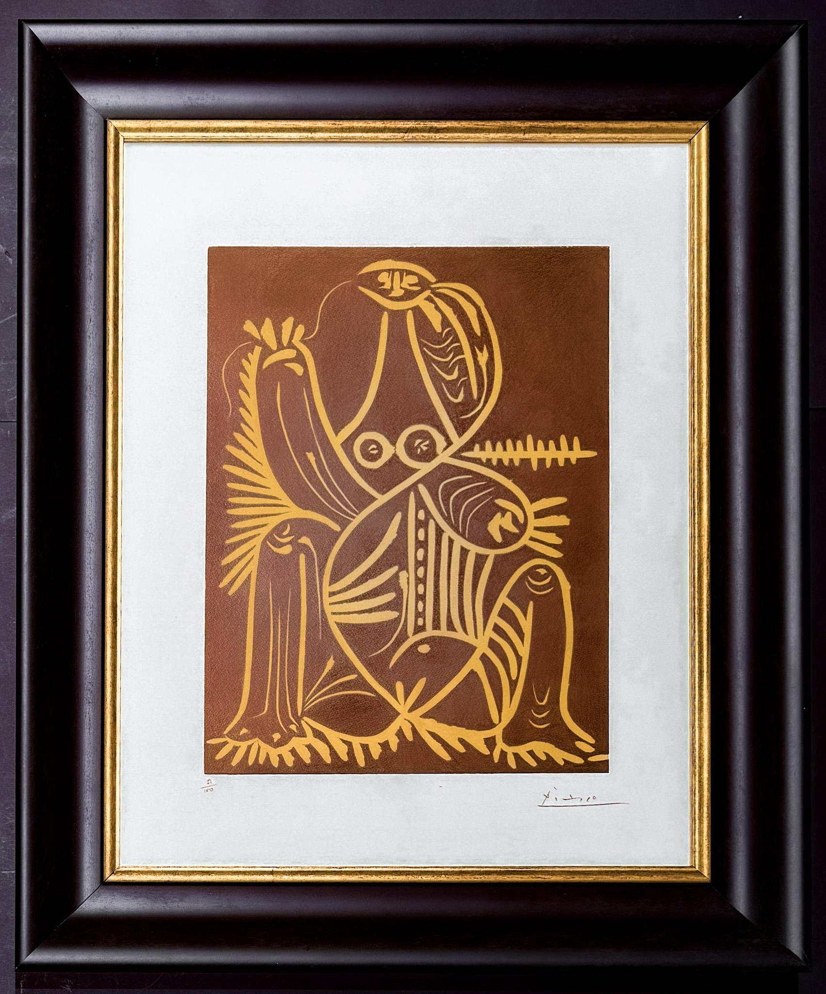 Pablo Picasso (1881–1973) - Femme Assise en Pyjama de Plage. II - Linocut - 1961