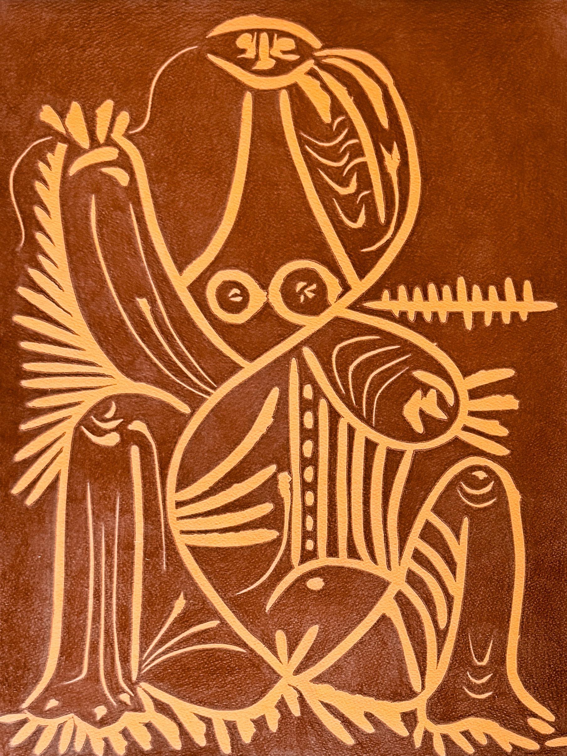 Pablo Picasso (1881–1973) - Femme Assise en Pyjama de Plage. II - Linocut - 1961 For Sale 2