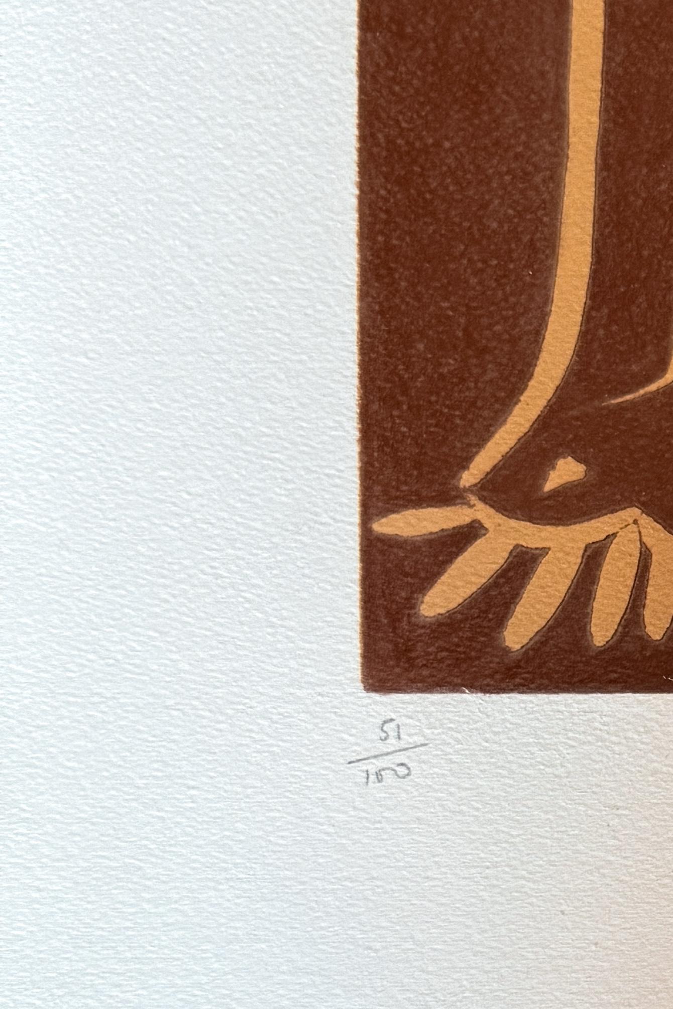 Pablo Picasso (1881–1973) - Femme Assise en Pyjama de Plage. II - Linocut - 1961 For Sale 3