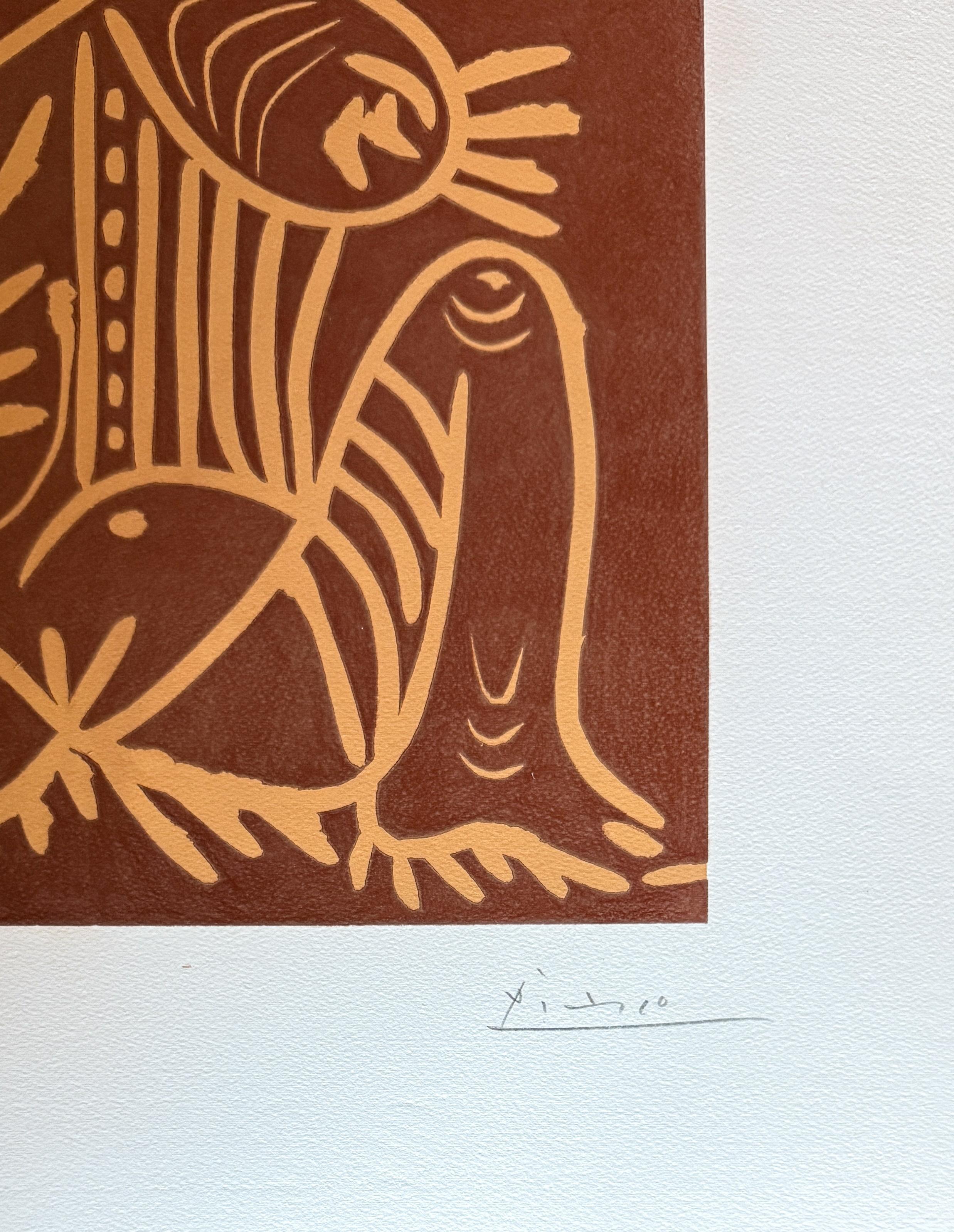 Pablo Picasso (1881–1973) - Femme Assise en Pyjama de Plage. II - Linocut - 1961 For Sale 4