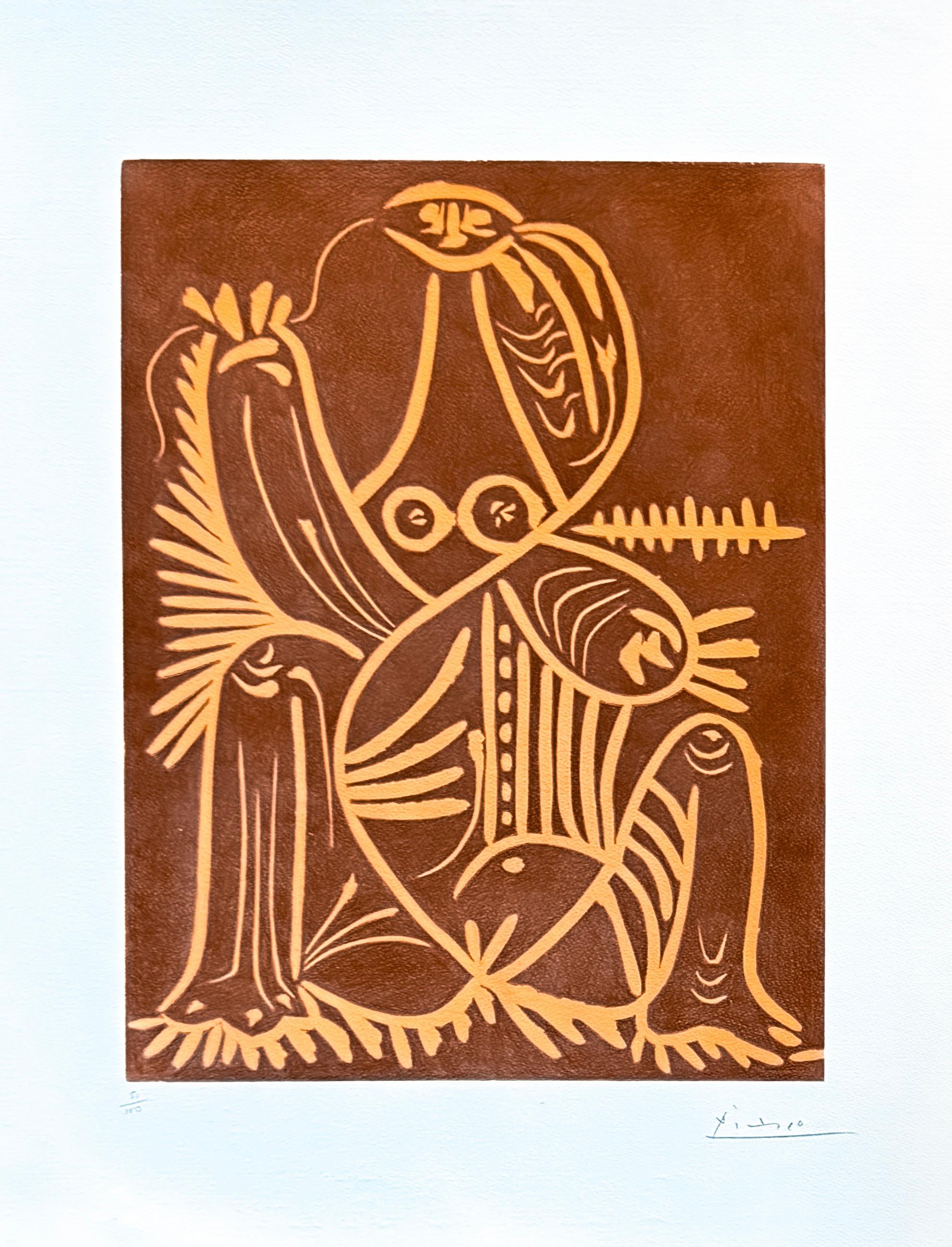 Linocut on Arches paper, edited in 1961.
Limited edition of 100 copies, numbered as 51/100 in lower left corner.
Signed in pencil by artist in lower right corner.

Plate size: 39,1 x 29,9 cm
Paper size: 54,6 x 43,2 cm
Very good