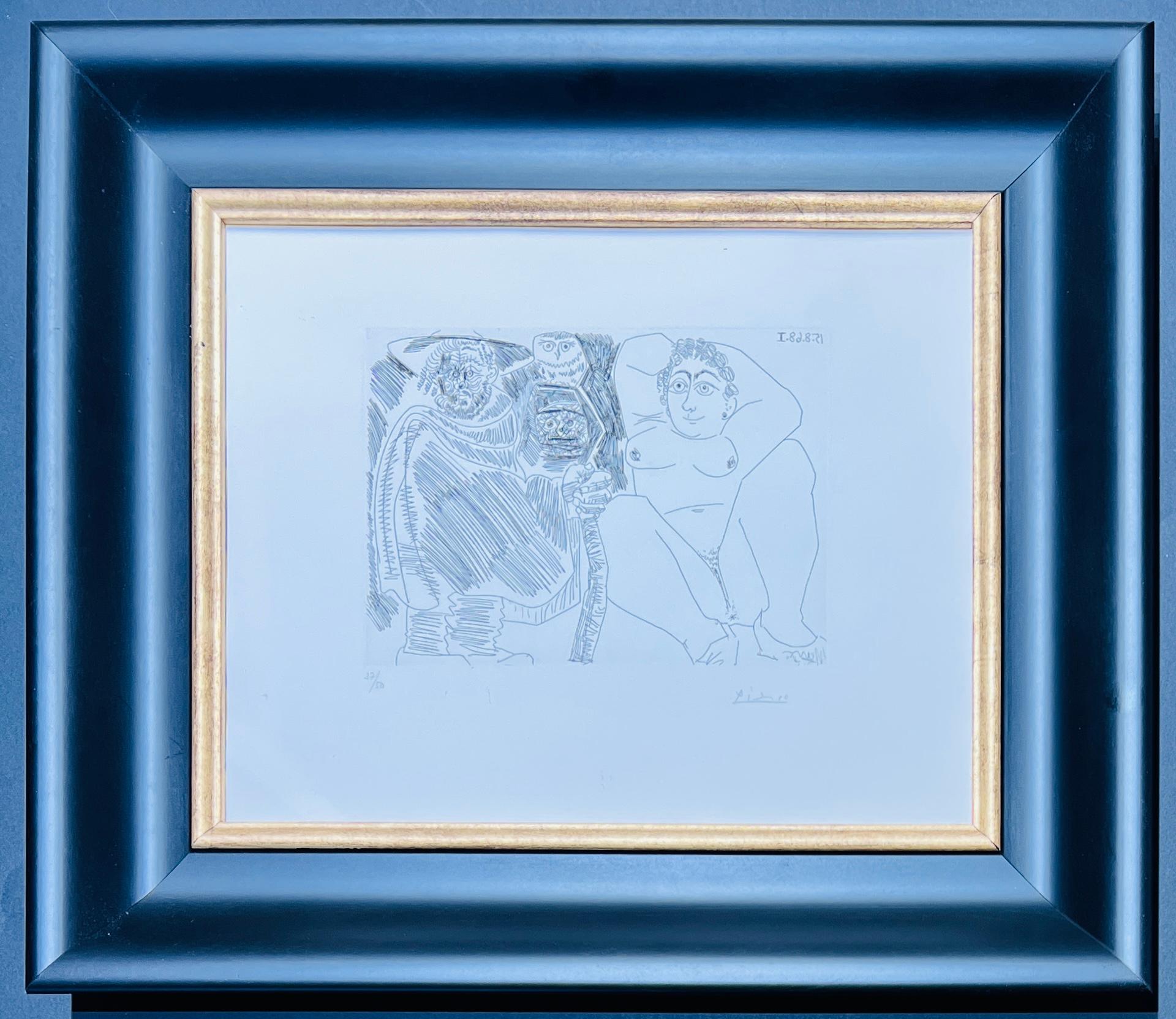 Pablo Picasso ( 1881 - 1973 ) - acquaforte firmata a mano su carta intelata - 1968