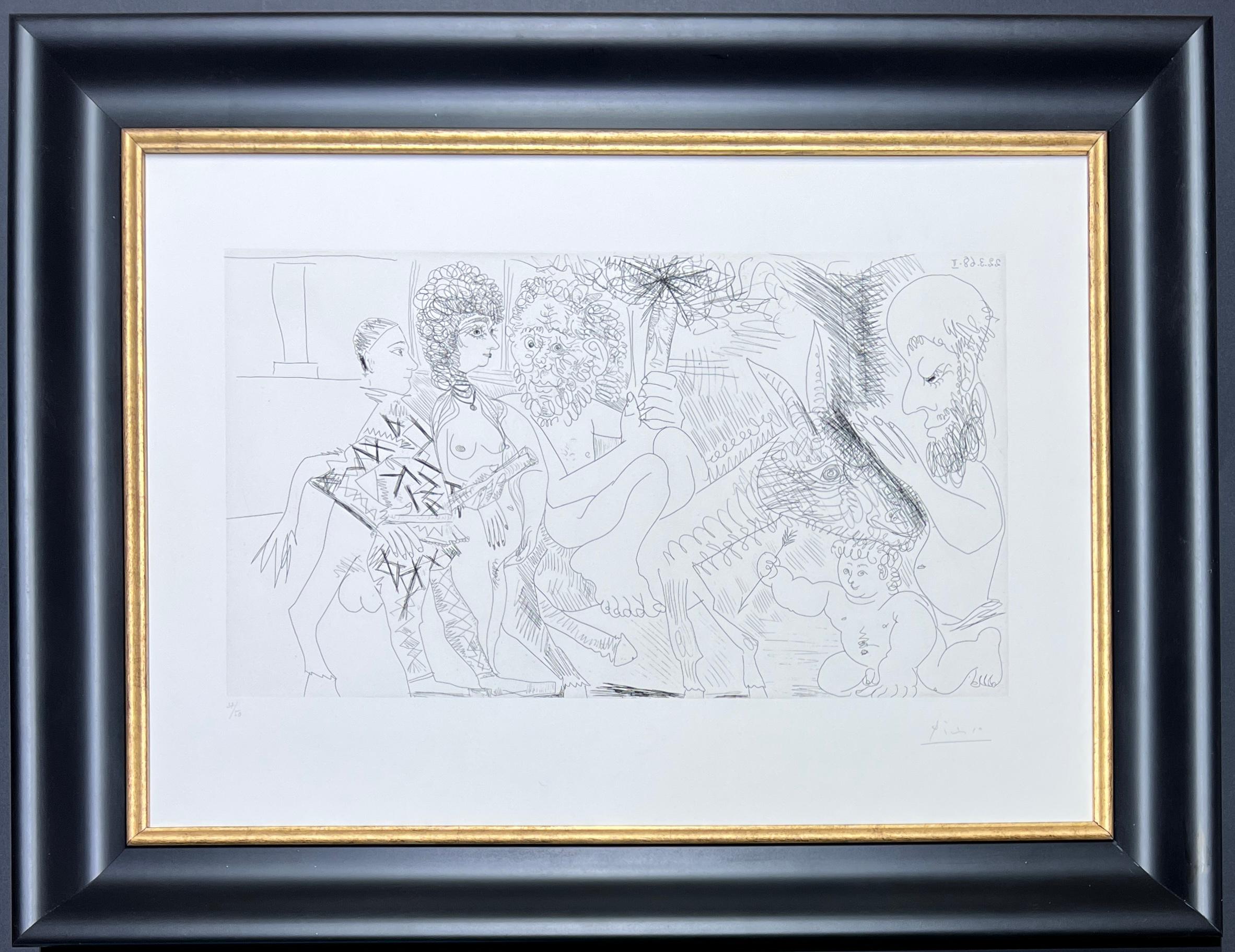 Pablo Picasso ( 1881 - 1973 ) - acquaforte firmata a mano su carta BFK Rives - 1968