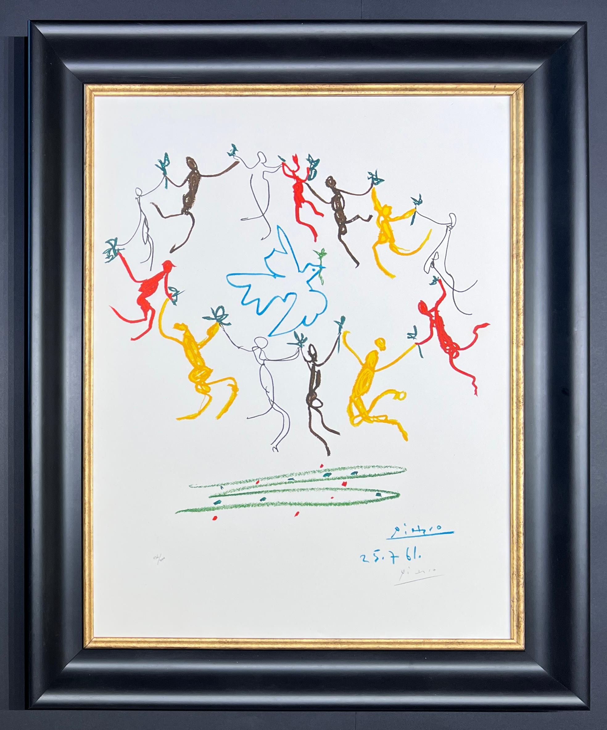 color lithograph on Arches paper , edited in 1961
Limited edition of 200 copies , numbered 136/200 in lower left
Hand signed by Pablo Picasso in pencil in the lower right margin
paper size: : 67 x 50.5 cm ( 25 3/4 in x 19 7/8 in )
Framed size: 81.5