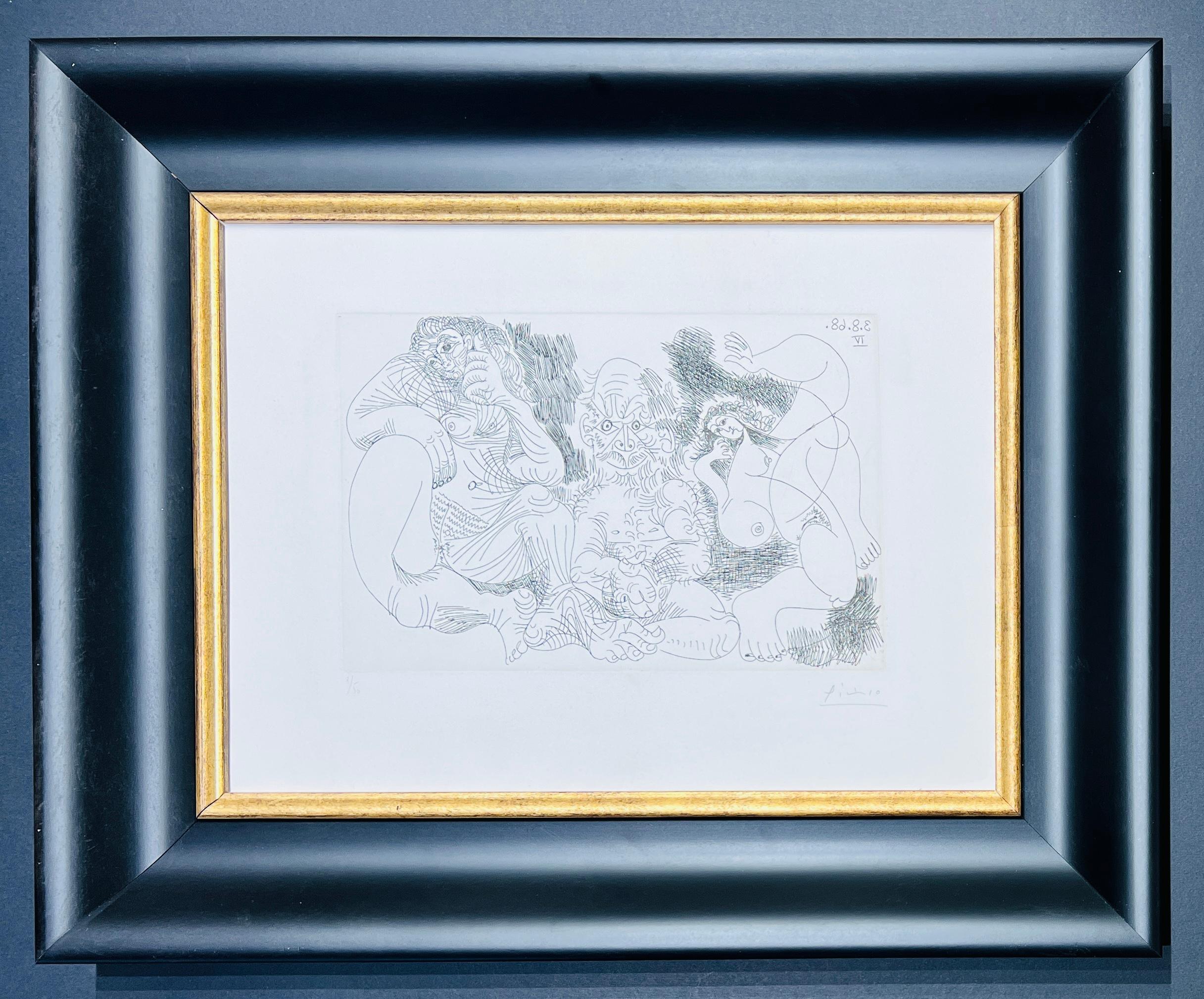 Pablo Picasso ( 1881 - 1973 ) - grabado firmado a mano sobre papel BFK Rives - 1968 1