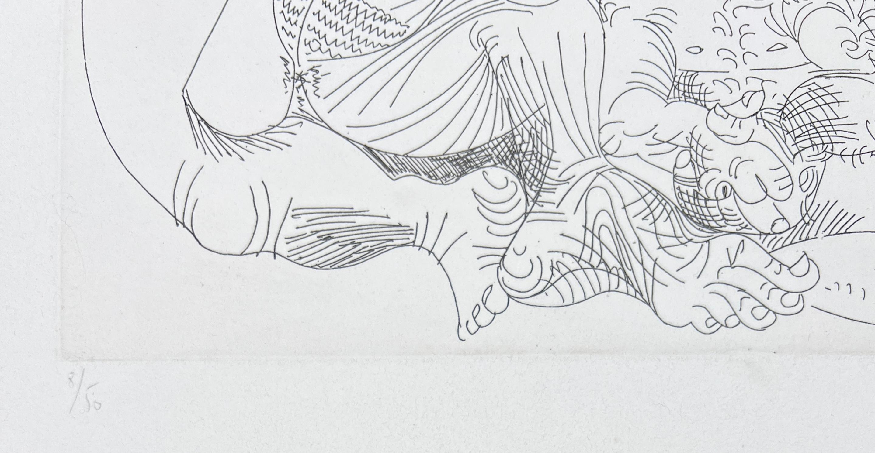 Pablo Picasso ( 1881 - 1973 ) - grabado firmado a mano sobre papel BFK Rives - 1968 5