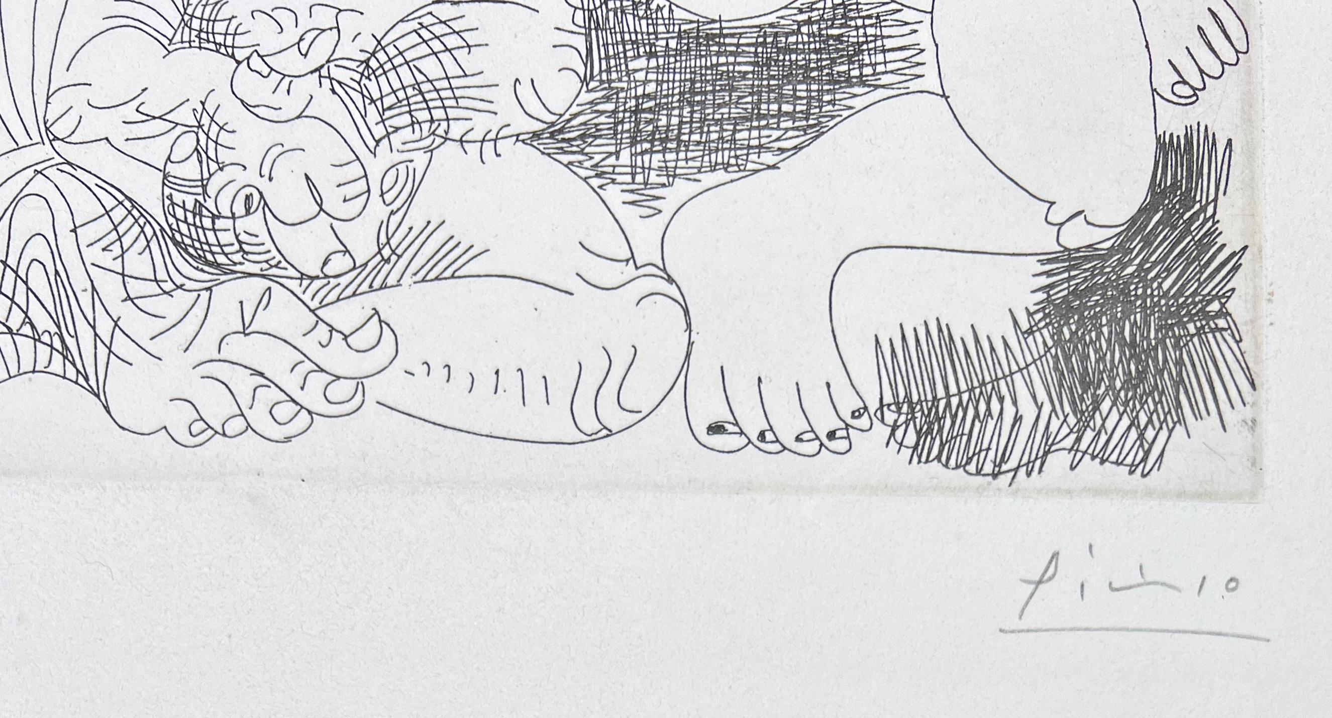 Pablo Picasso ( 1881 - 1973 ) - grabado firmado a mano sobre papel BFK Rives - 1968 6