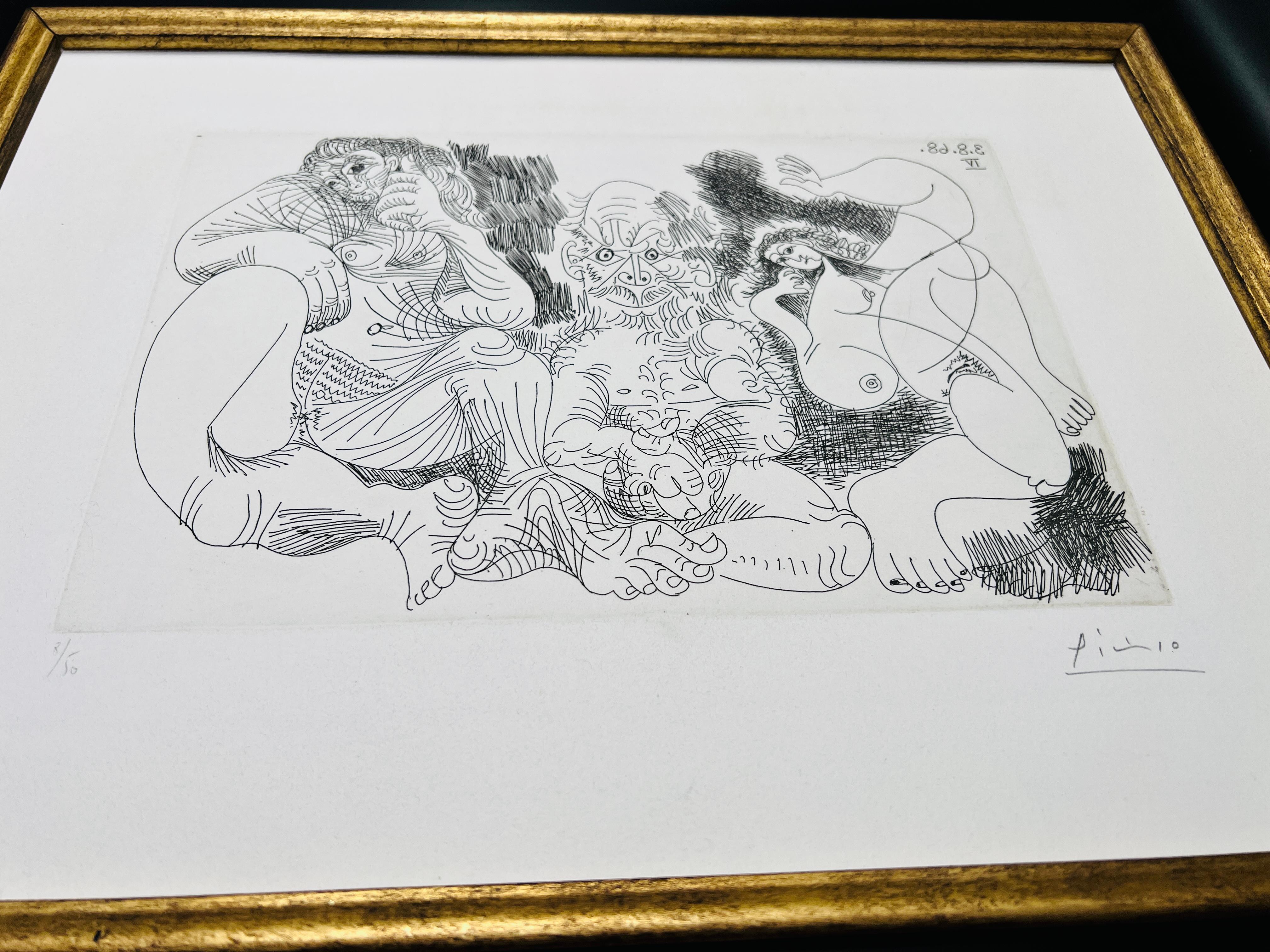 Pablo Picasso ( 1881 - 1973 ) - grabado firmado a mano sobre papel BFK Rives - 1968 7