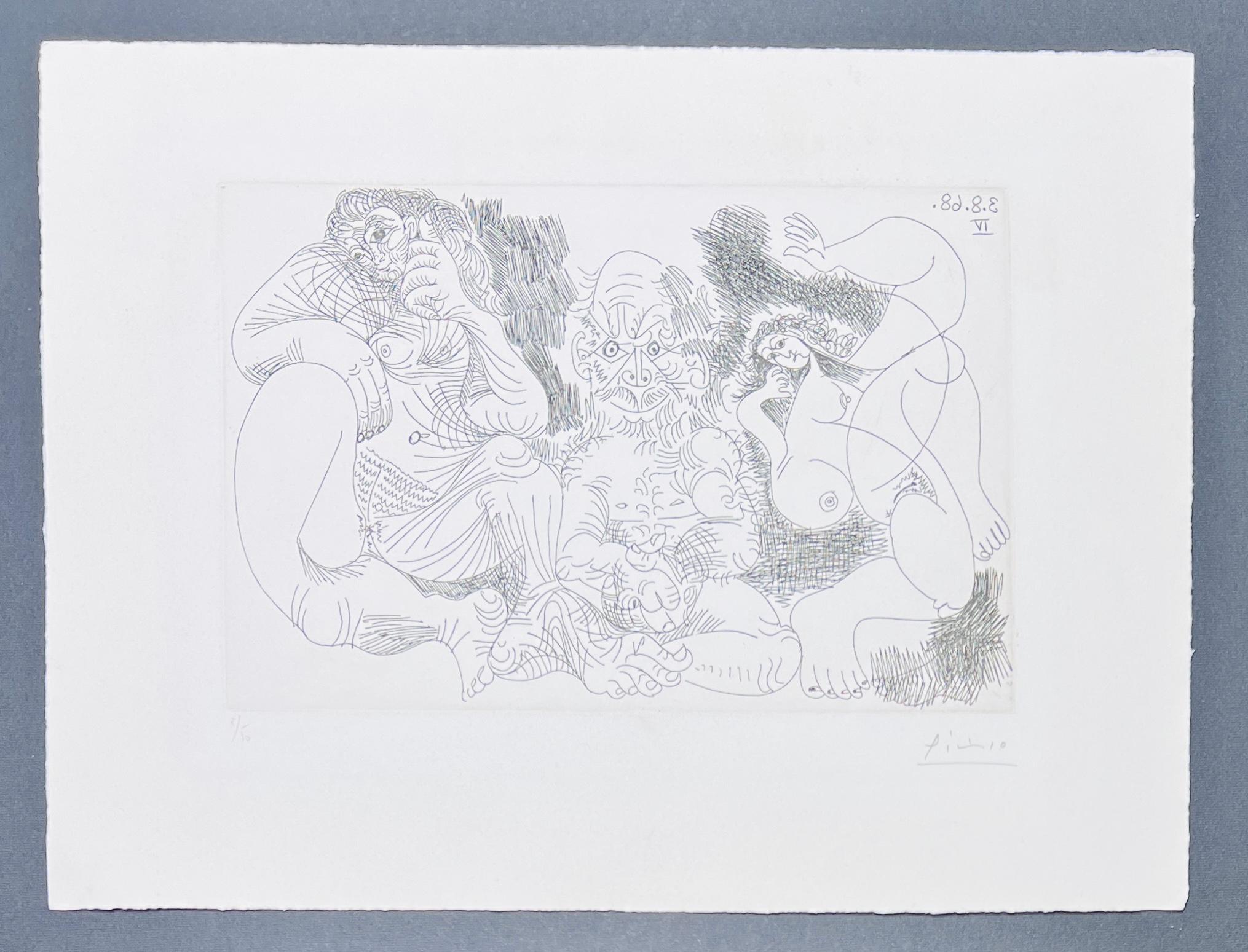 Pablo Picasso ( 1881 - 1973 ) - grabado firmado a mano sobre papel BFK Rives - 1968 8