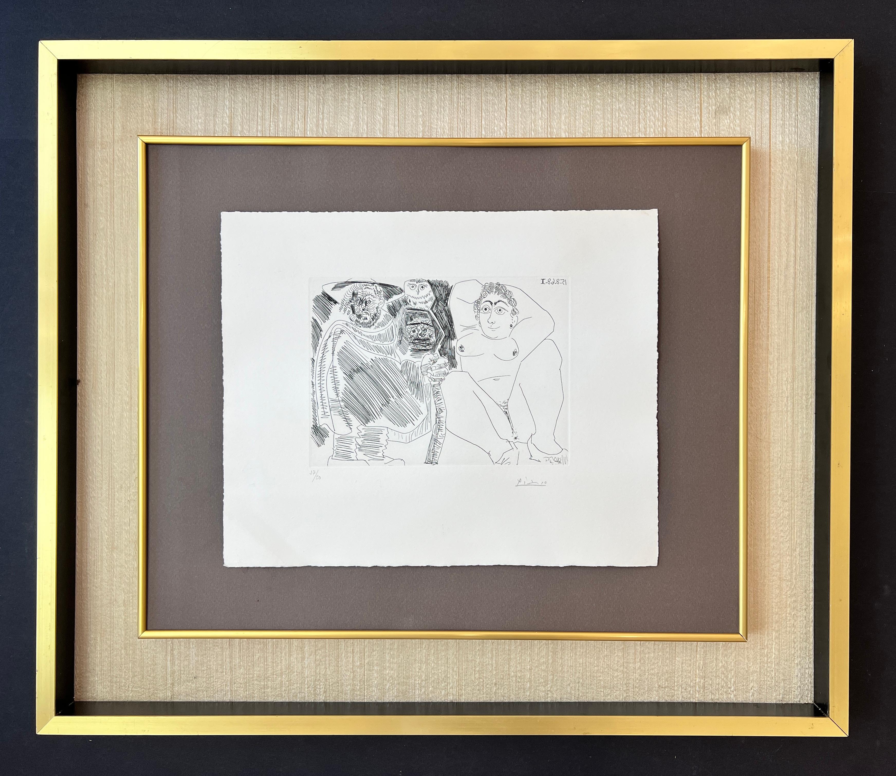 Pablo Picasso ( 1881 - 1973 ) - acquaforte firmata a mano su carta intelata - 1968 1