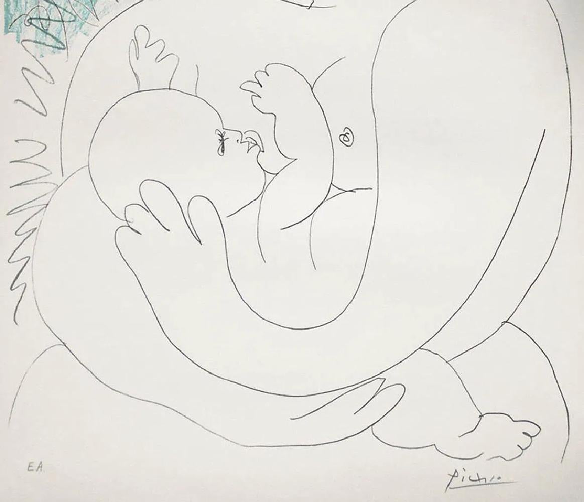 Pablo Picasso ( 1881 – 1973 ) La Grande Maternité – hand-signed lithograph 1963 For Sale 1