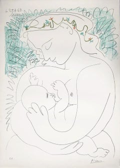 Pablo Picasso ( 1881 - 1973 ) La Grande Maternité - litografia firmata a mano 1963