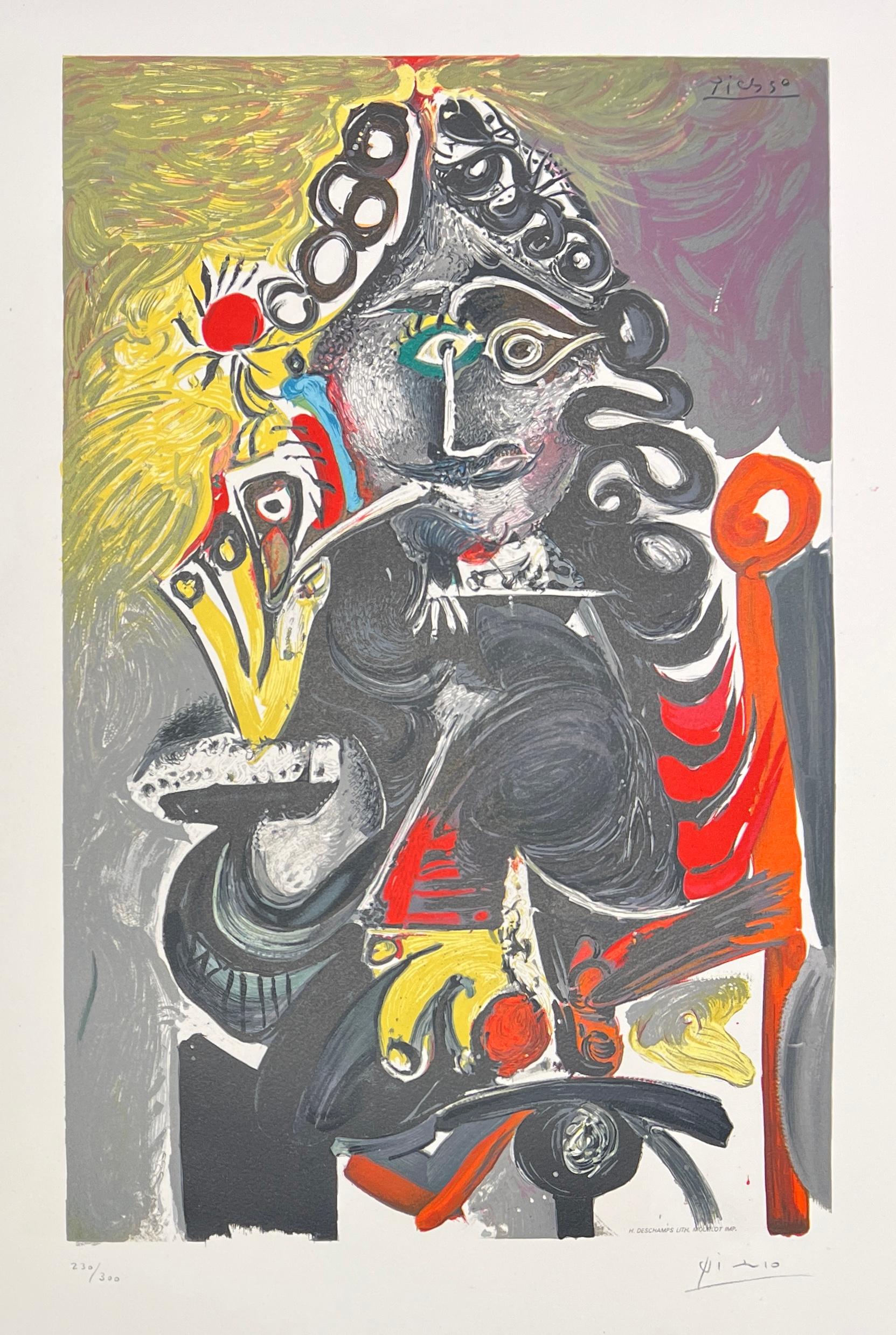 Pablo Picasso (1881–1973) - Le Cavalier - Color lithograph on Arches paper For Sale 1