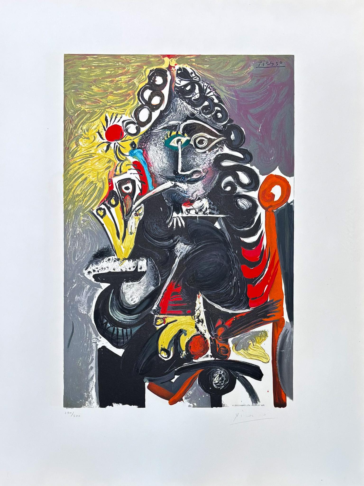 Pablo Picasso (1881–1973) - Le Cavalier - Color lithograph on Arches paper For Sale 1