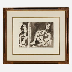 Pablo Picasso (1881–1973) "Peintre et modèle avec un noeud dans les cheveux"