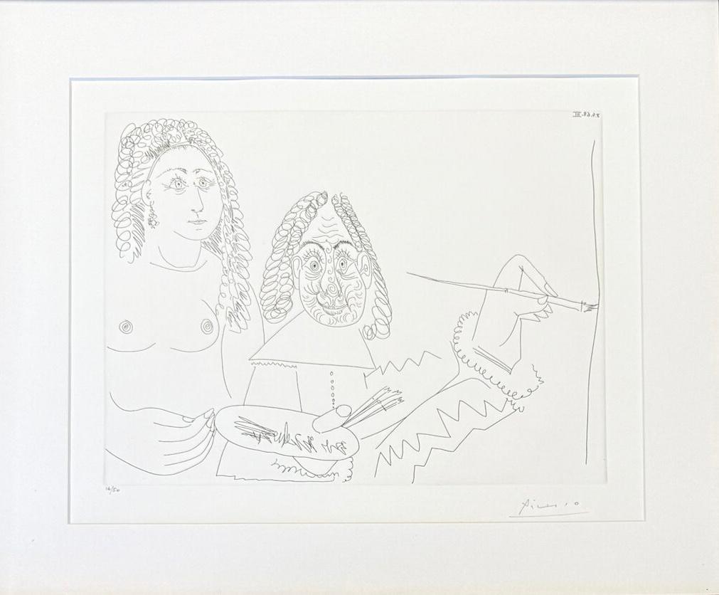 Pablo Picasso (1881–1973) - Peintre Rembranesque avec son Modèle - Etching For Sale 1