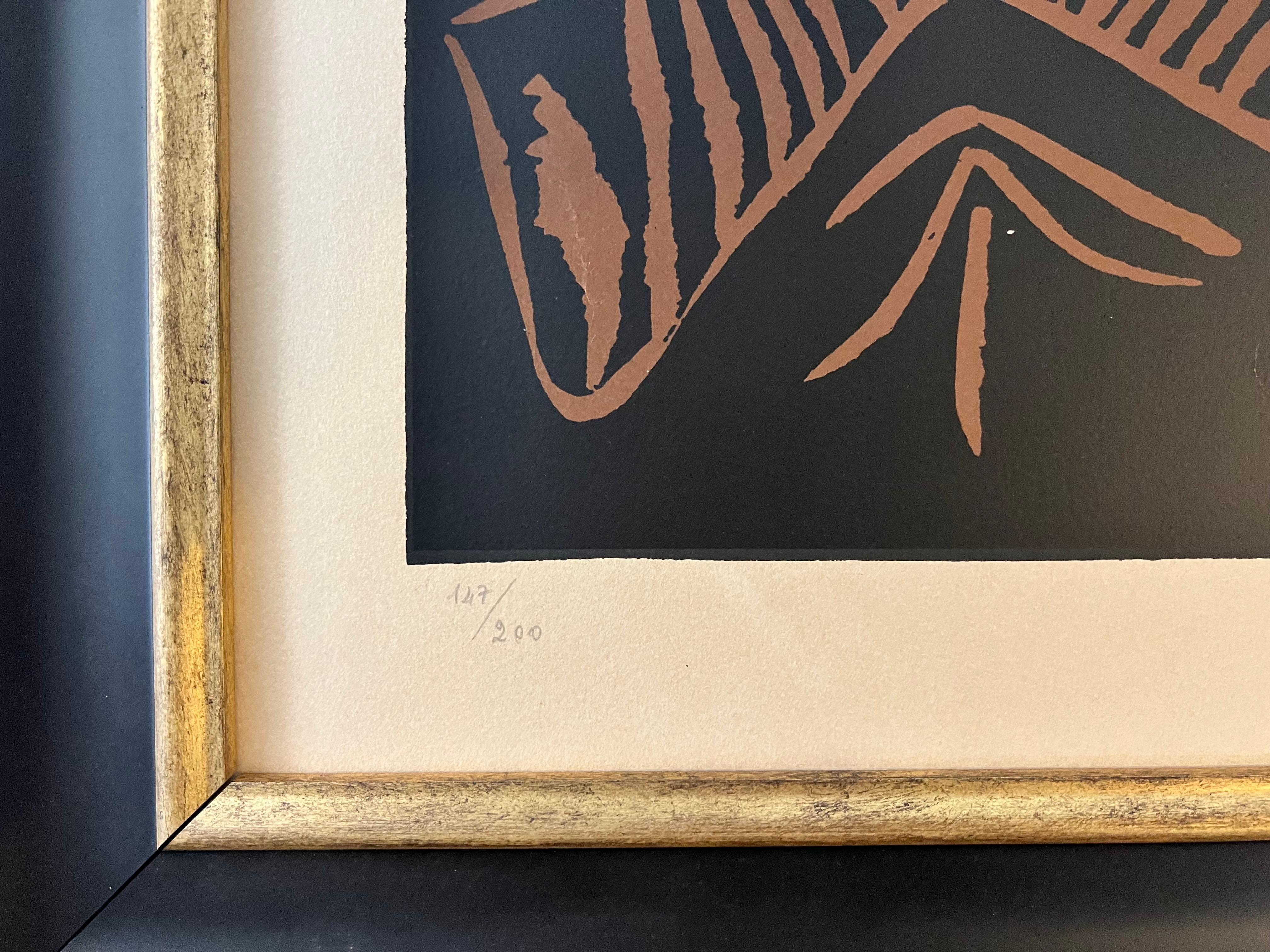 Pablo Picasso ( 1881 - 1973 ) - Tete d'Histrion - Linoleografia firmata a mano su carta Arches 2