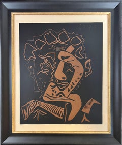 Pablo Picasso ( 1881 – 1973 ) – Tete d’Histrion – hand-signed Linocut on Arches