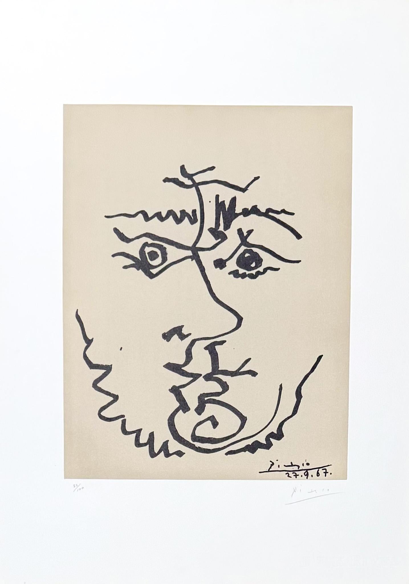 Pablo Picasso (1881-1973) - Visage - Lithographie auf Rives BFK Papier - 1967 im Angebot 2