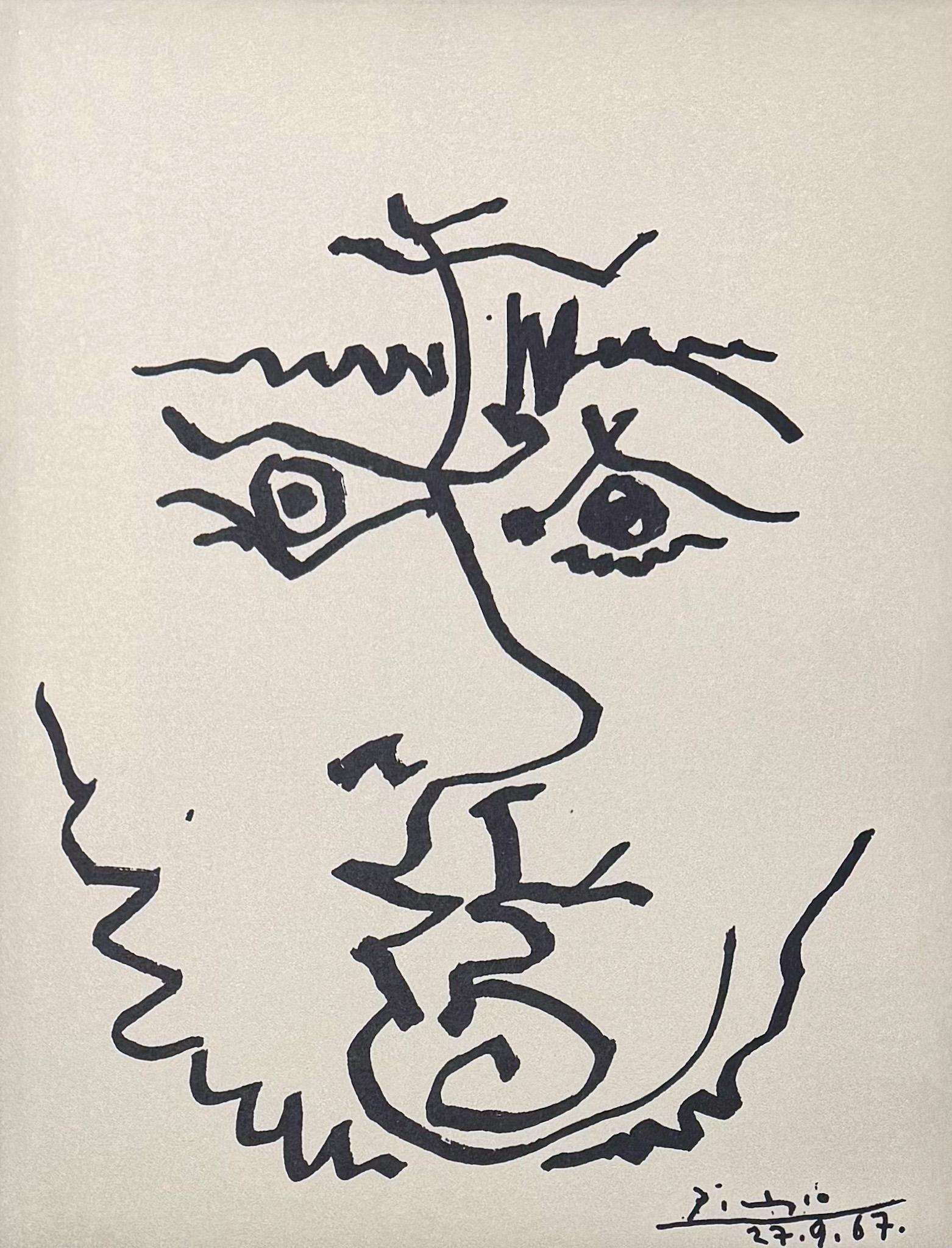 Pablo Picasso (1881-1973) - Visage - Lithographie auf Rives BFK Papier - 1967 im Angebot 3