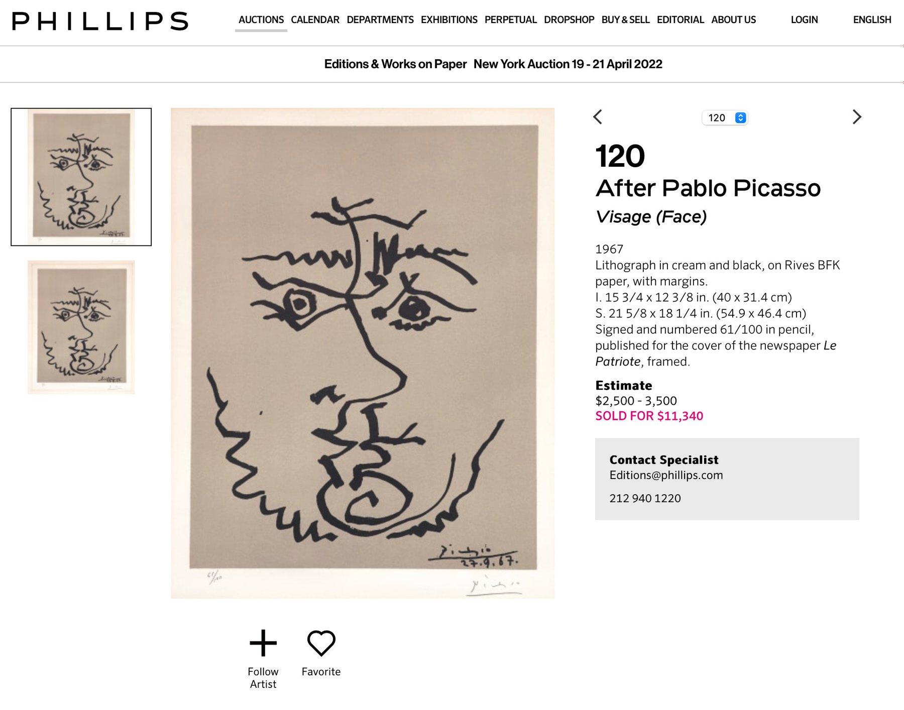 Pablo Picasso (1881–1973) - Visage - Lithograph on Rives BFK paper - 1967 For Sale 7