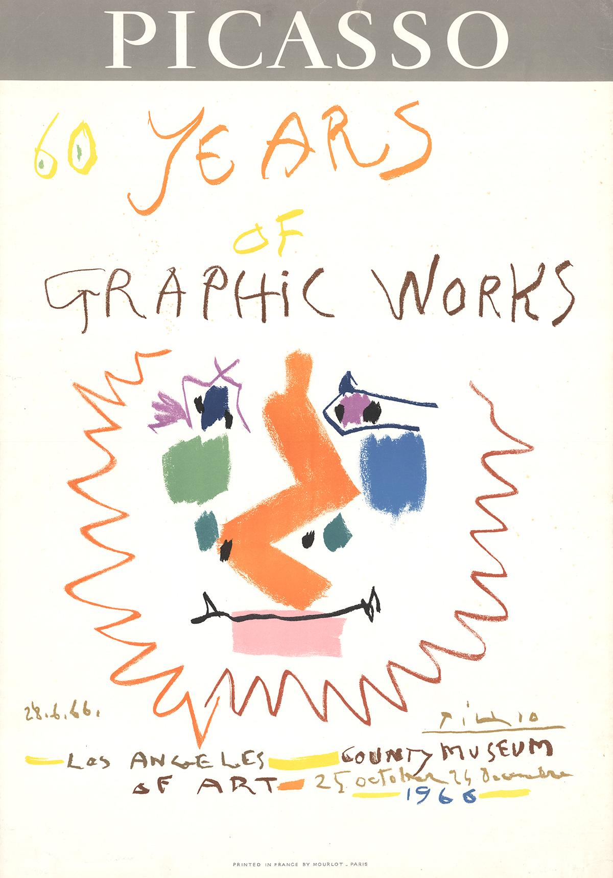 Affiche d'exposition 60 ans d'œuvres graphiques-ORIGINAL LITHOGRAPH - Print de Pablo Picasso