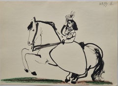 Pablo Picasso -- Amazone à cheval de Toros y Toreros