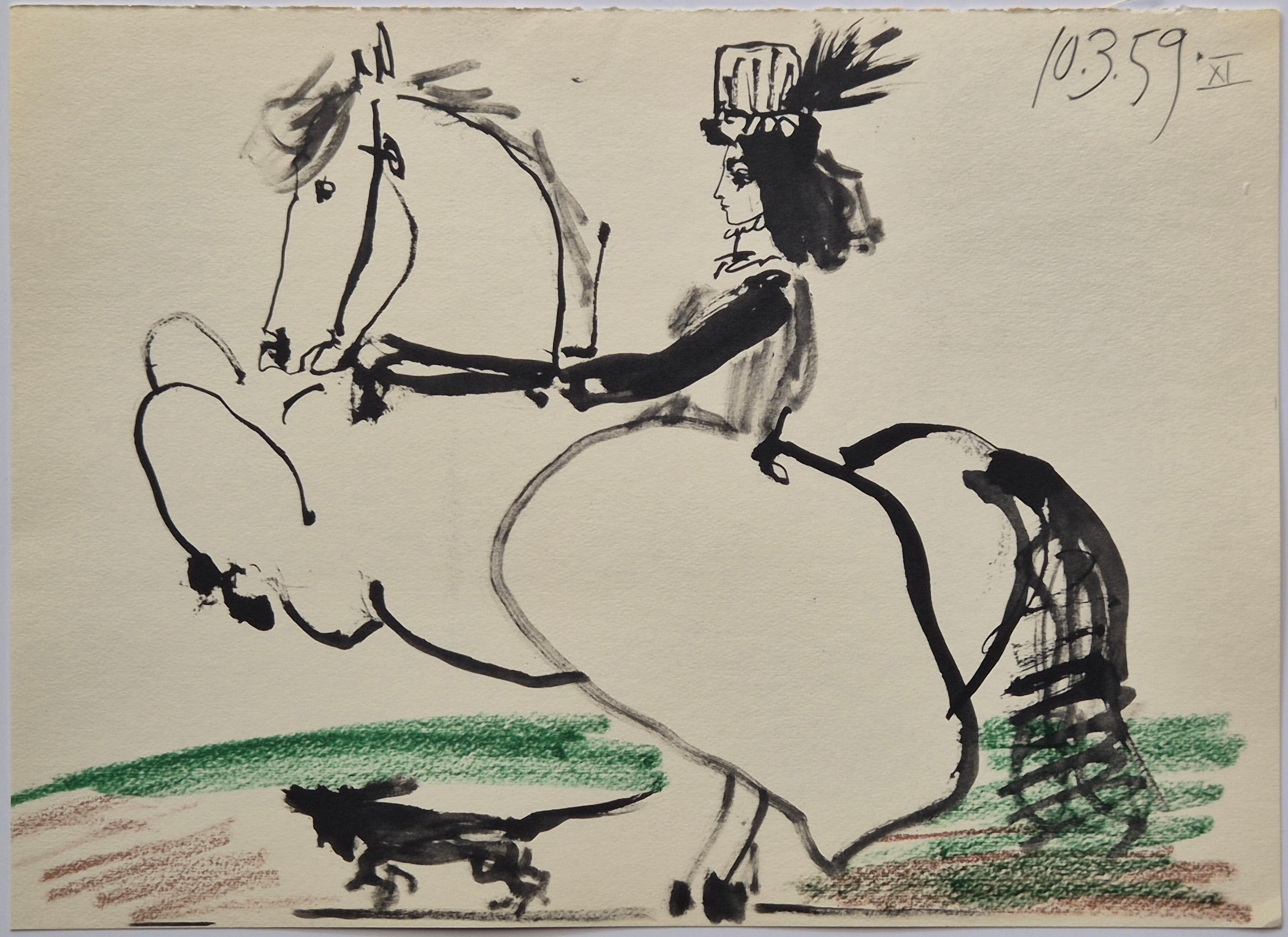Pablo Picasso -- Amazone à cheval de Toros y Toreros