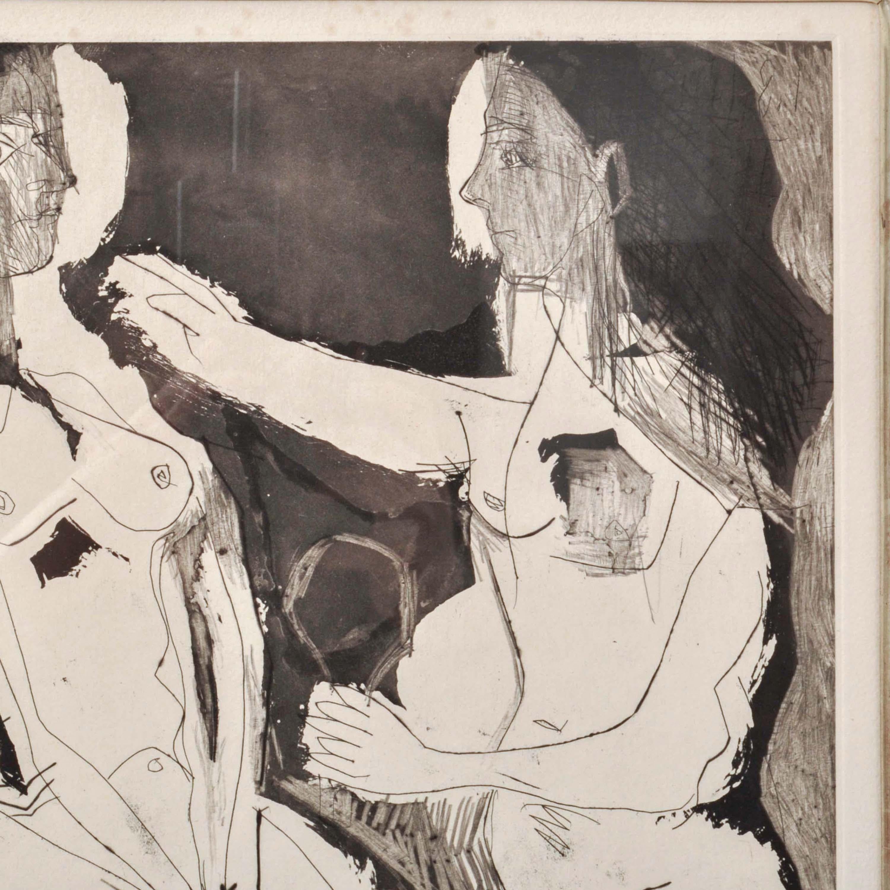 Pablo Picasso Aquatint Femmes nues au Miroir Sable Mouvant Signed Numbered 1965 6