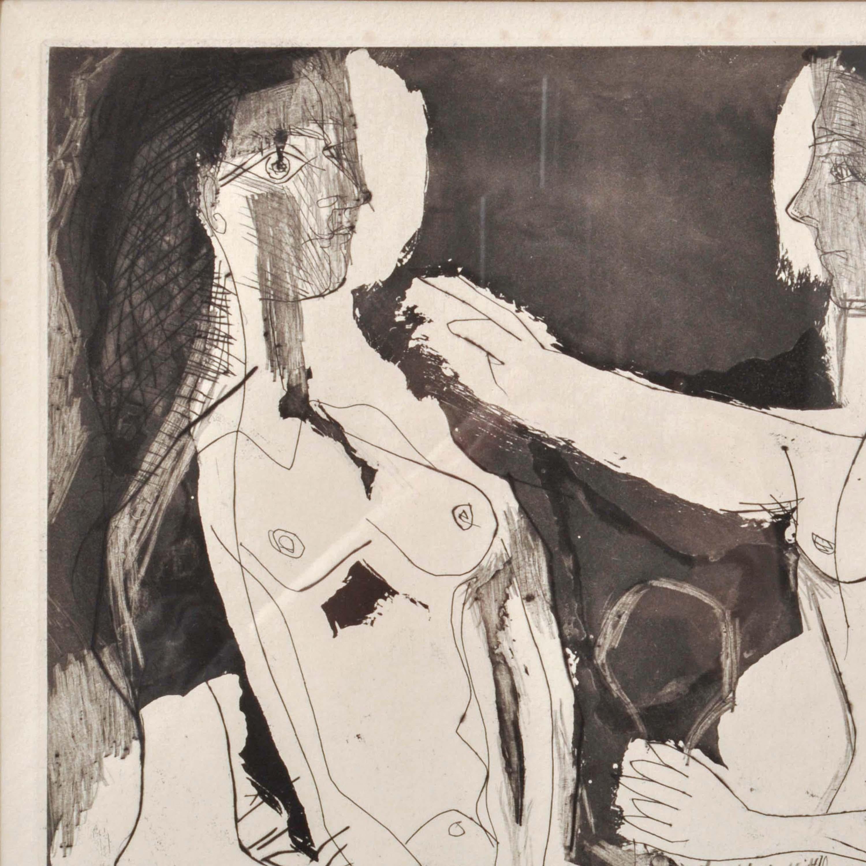 Pablo Picasso Aquatint Femmes nues au Miroir Sable Mouvant Signed Numbered 1965 5