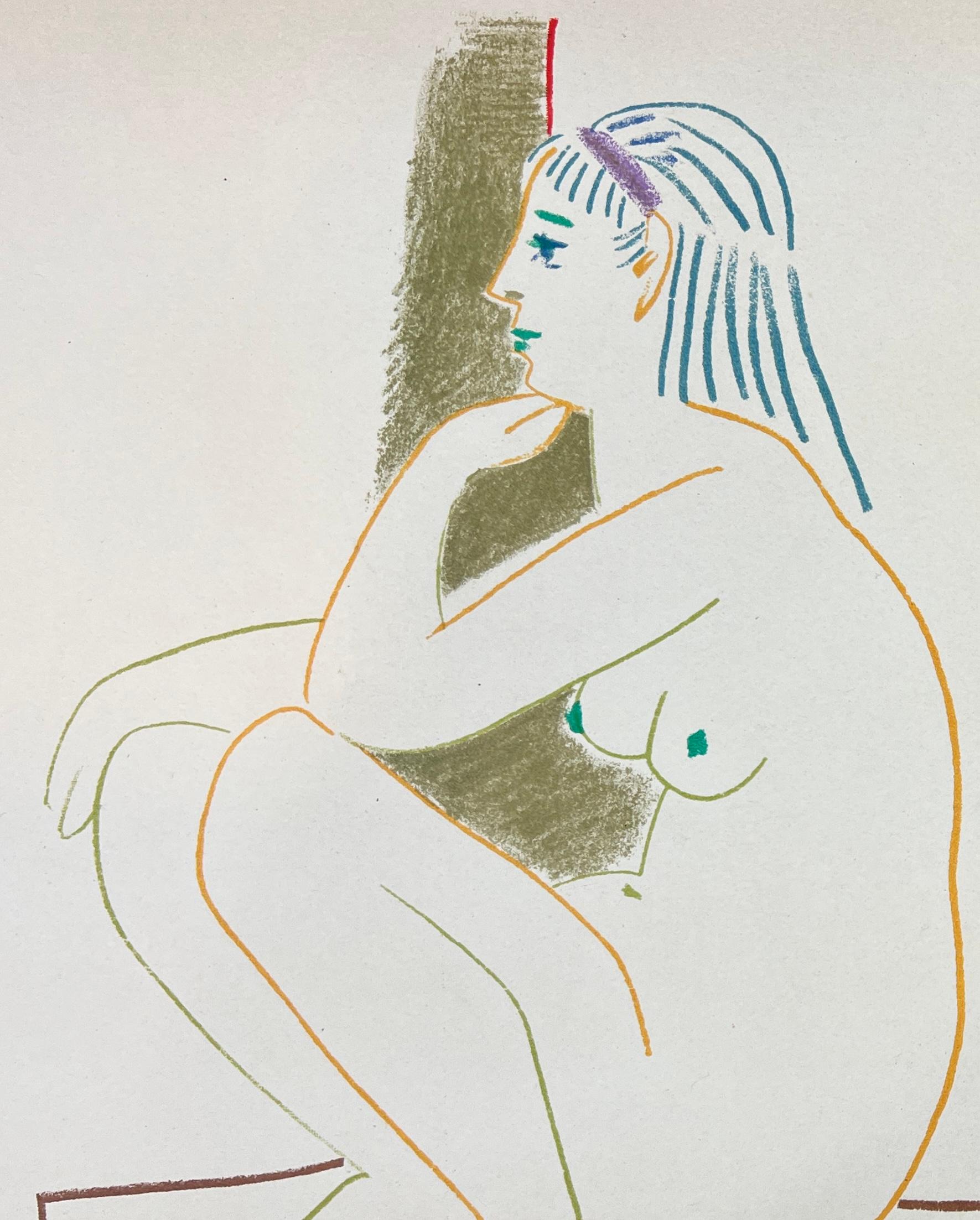 Pablo Picasso - Artista e modella seduti - Litografia firmata a mano - 1954 2