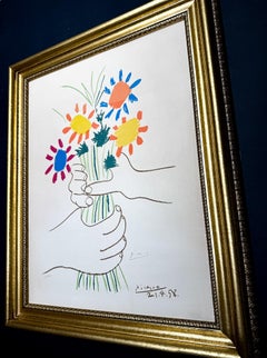 Pablo Picasso - Bouquet de fleurs - Color lithograph on Arches paper - 1958