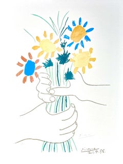 Pablo Picasso - Bouquet de Fleurs - Color lithograph on Arches paper - 1958
