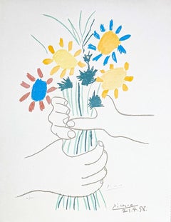Pablo Picasso - Bouquet de Fleurs - Lithographie couleur sur papier Arches - 1958