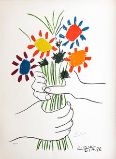 Pablo Picasso - Bouquet de Fleurs - Lithographie couleur sur papier Arches - 1958