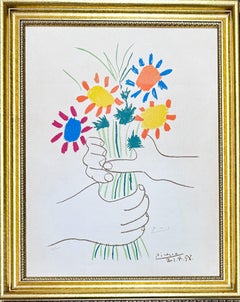 Pablo Picasso - Bouquet de fleurs - Color lithograph on Arches paper - 1958