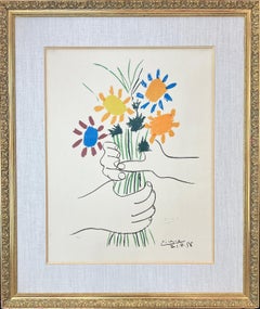 Pablo Picasso – Bouquet de fleurs – hand-signed Lithograph on Arches - 1958