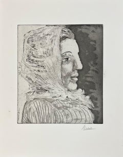 Pablo Picasso, "Bust of woman with a scarf", etching & aquatint, pencil signed