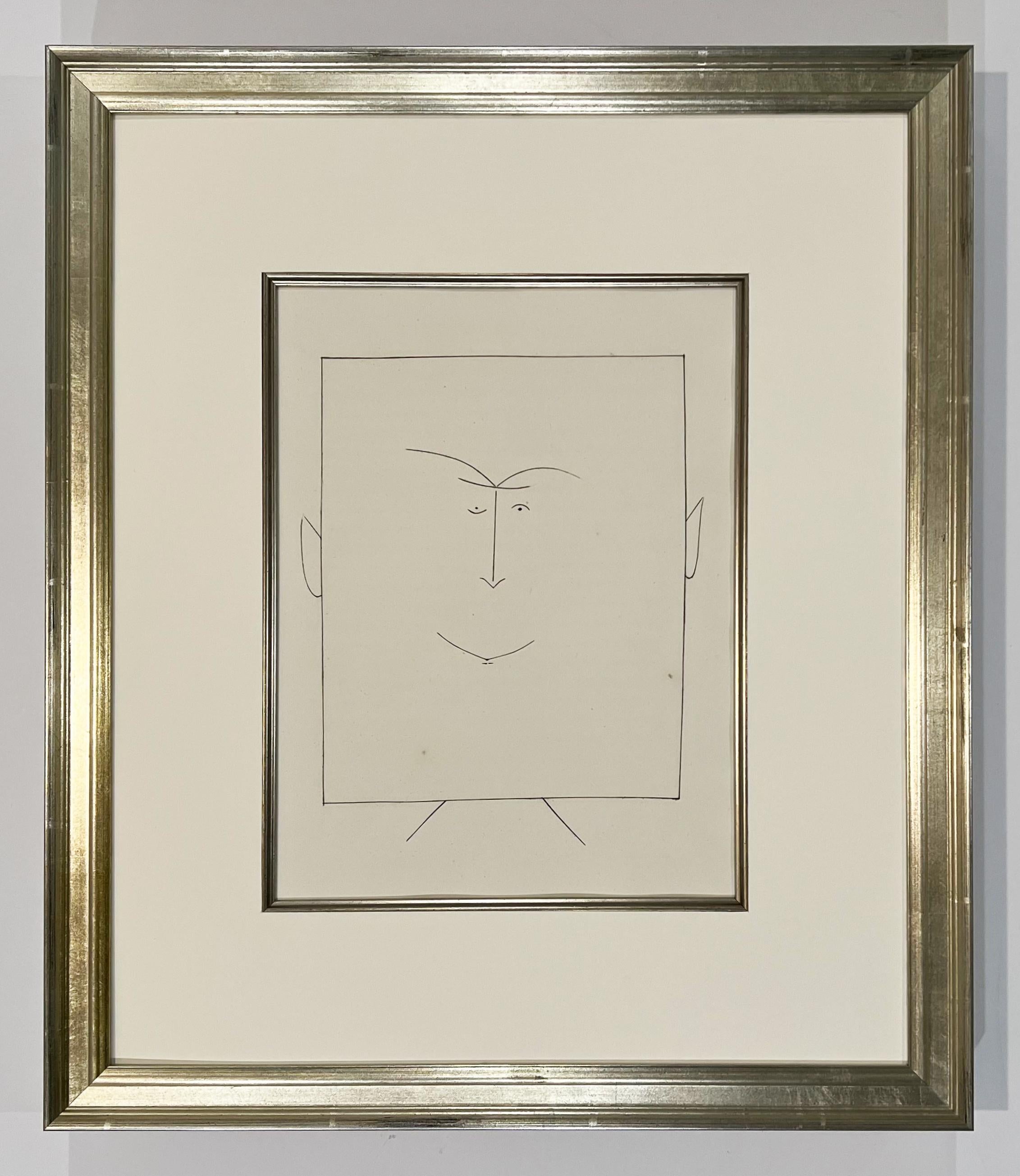 Quadratischer Kopf eines Mannes mit Ohren (Teller III), von Carmen – Print von Pablo Picasso